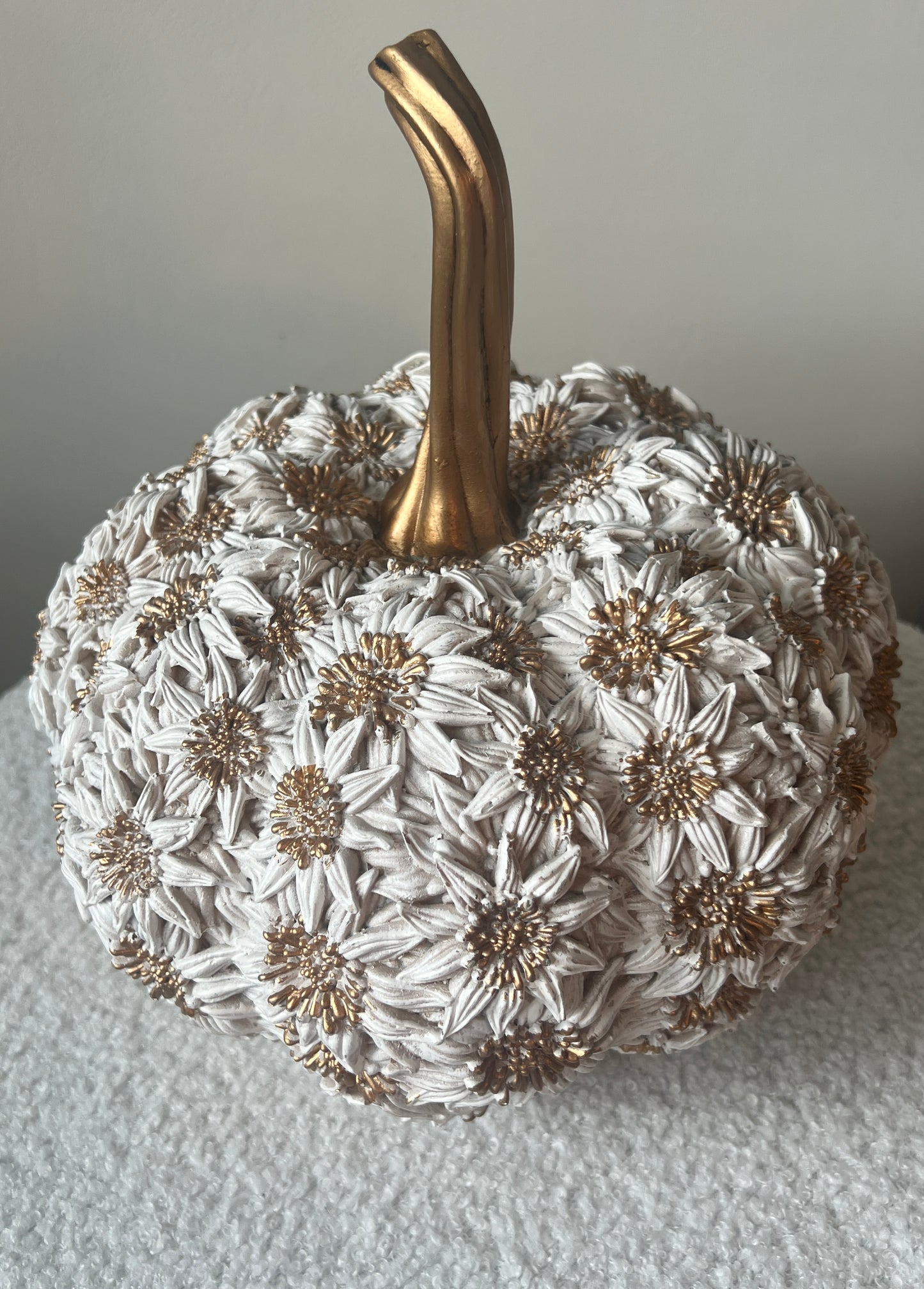 White & Gold Floral Pumpkin