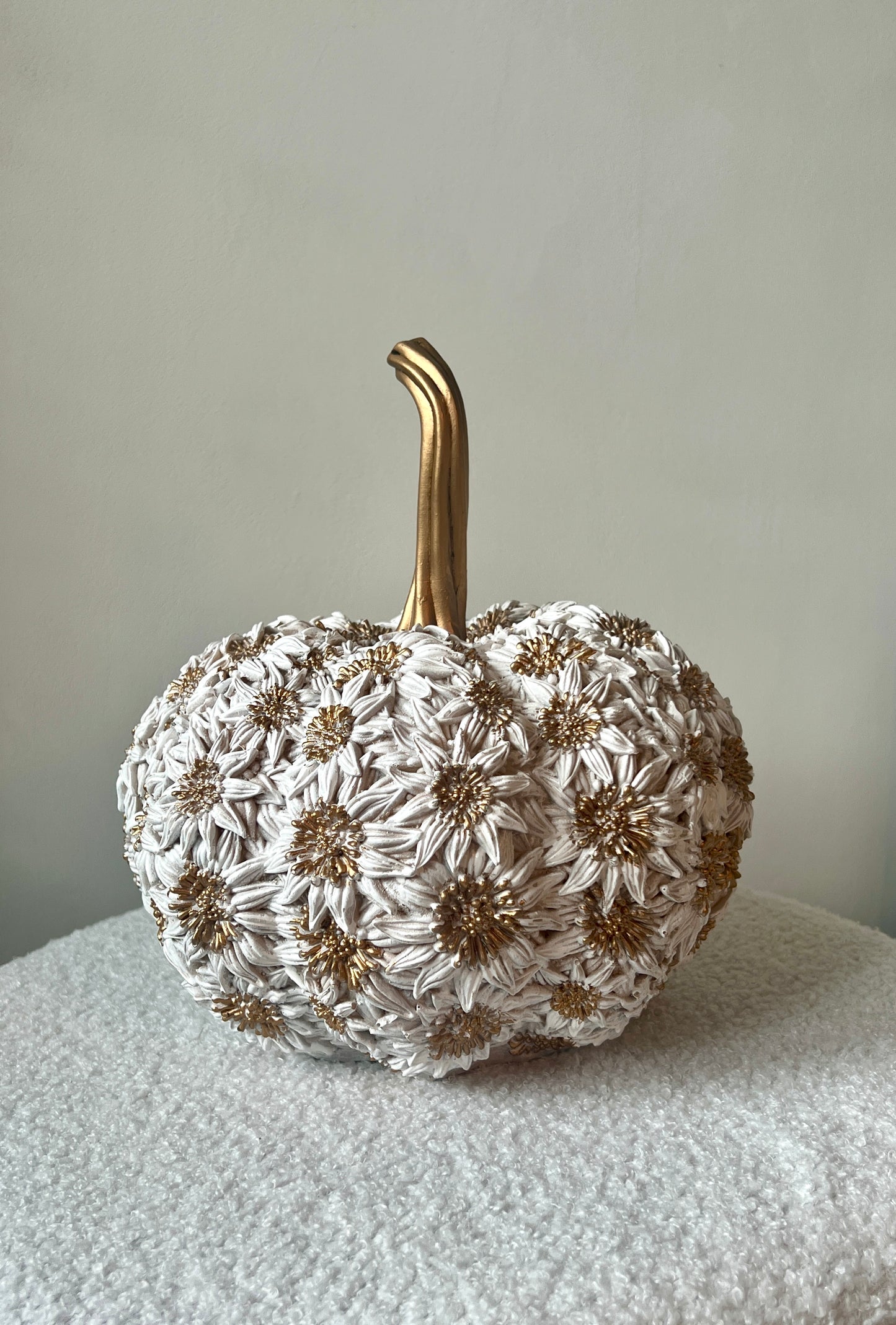 White & Gold Floral Pumpkin