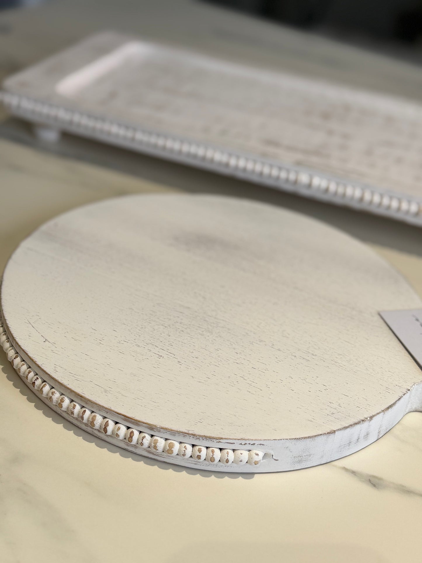 Round Mango Wood Beaded Chopping Board