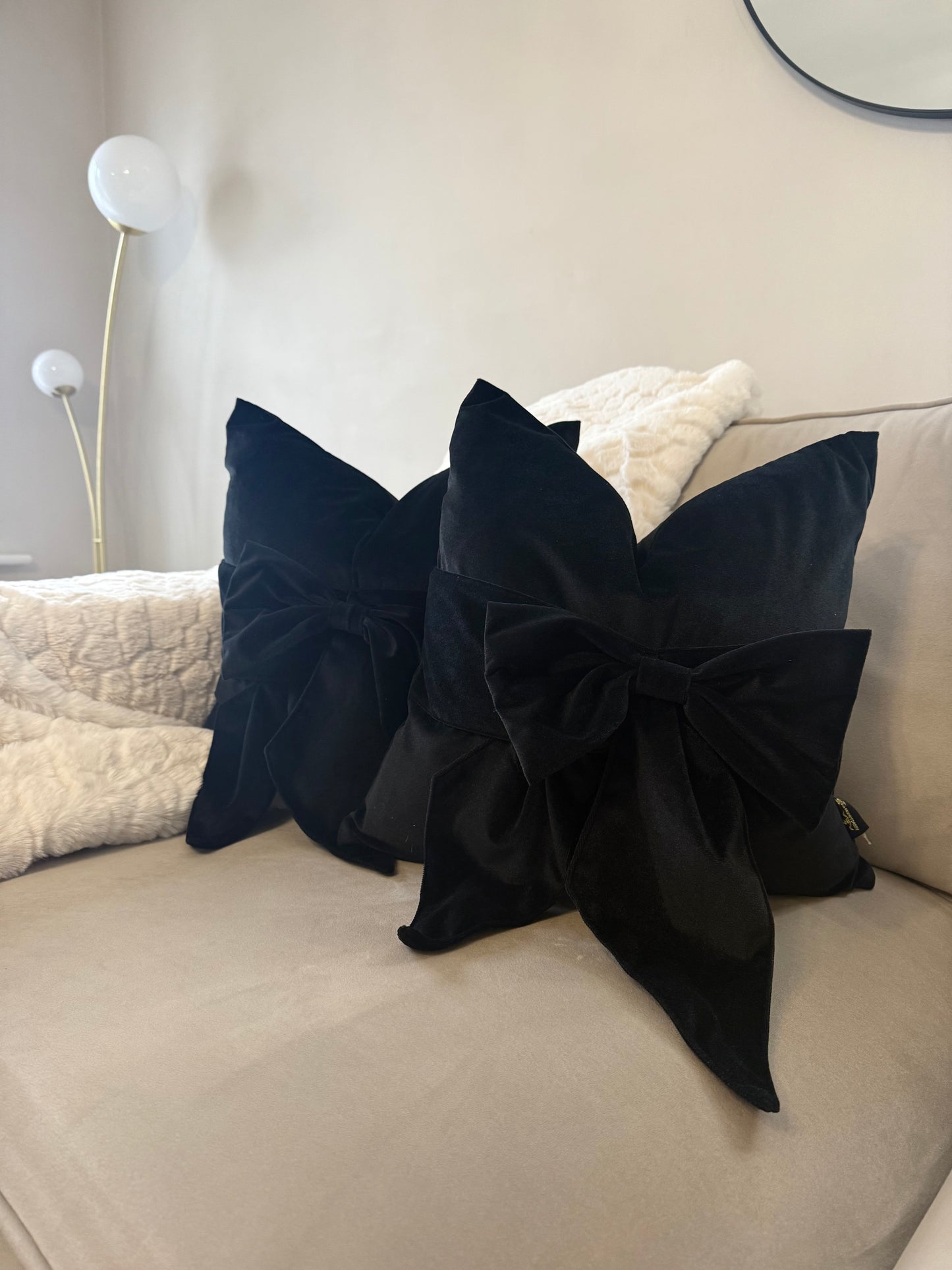 Black Tied Up Bow Cushion