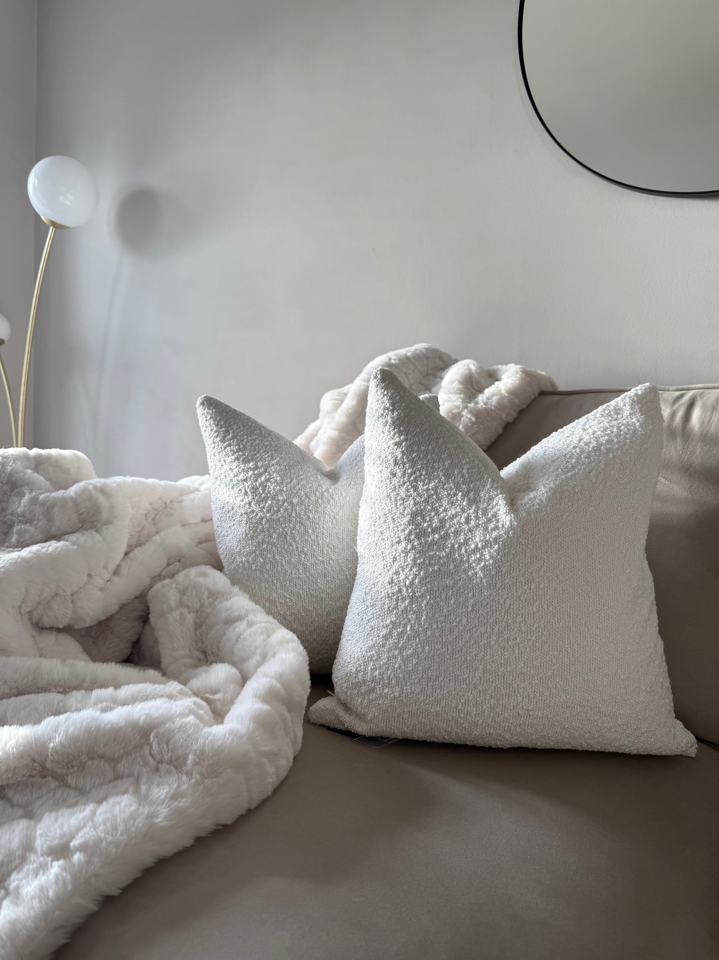 Rubble Ivory Bouclé Cushion 18”