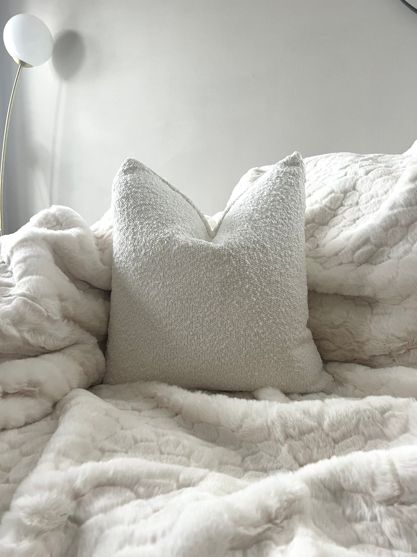 Rubble Ivory Bouclé Cushion 18”