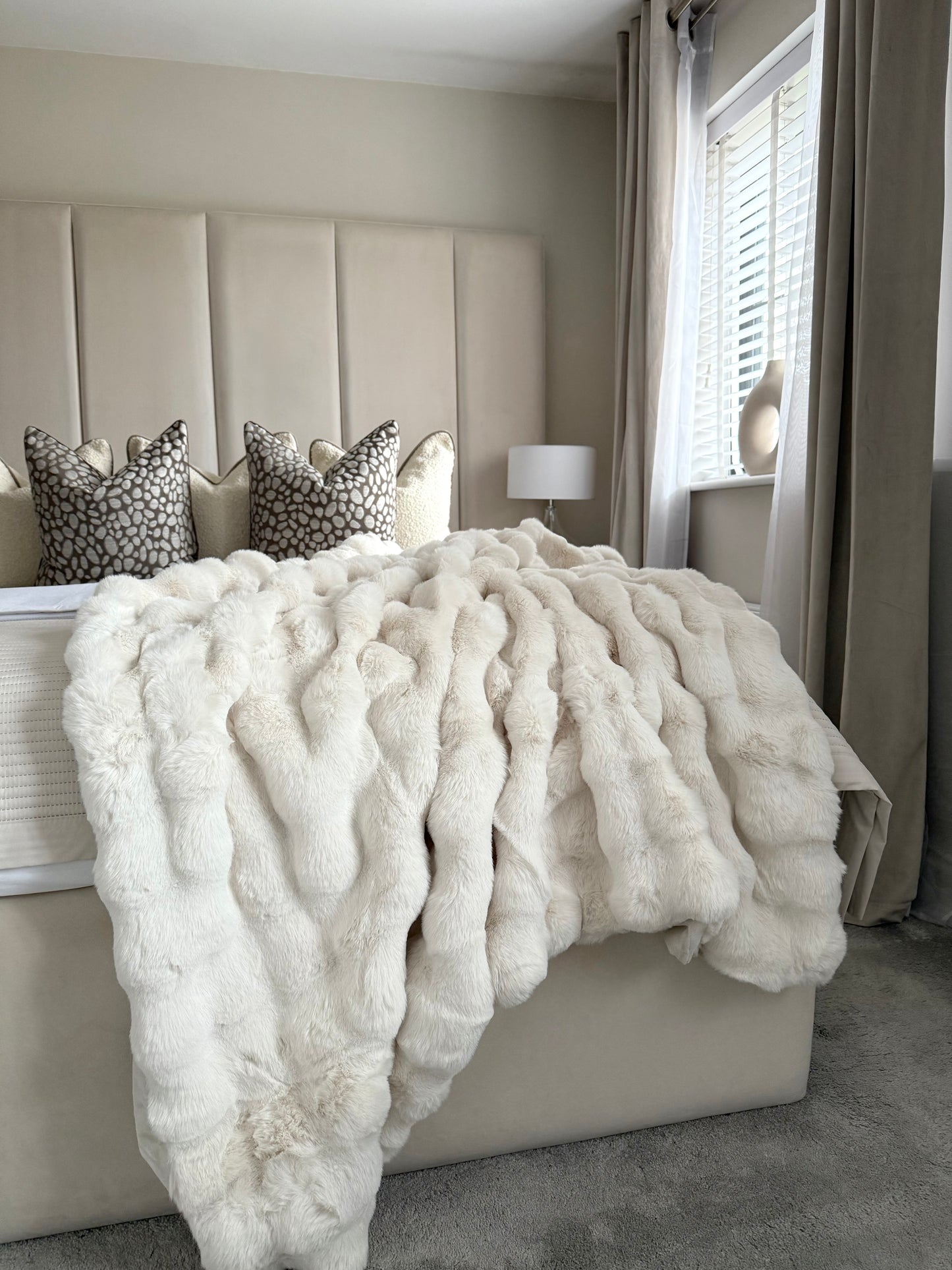 Raffles Natural Faux Fur Throw
