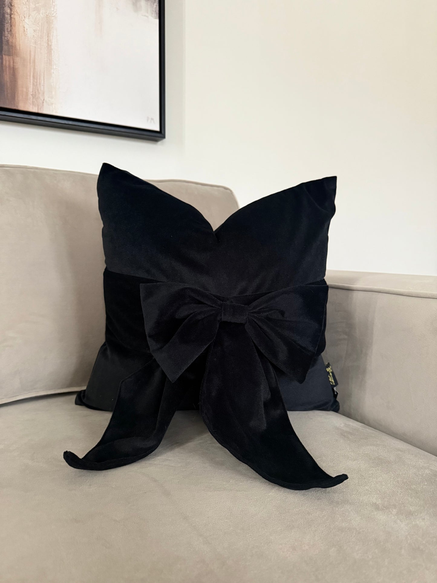Black Tied Up Bow Cushion