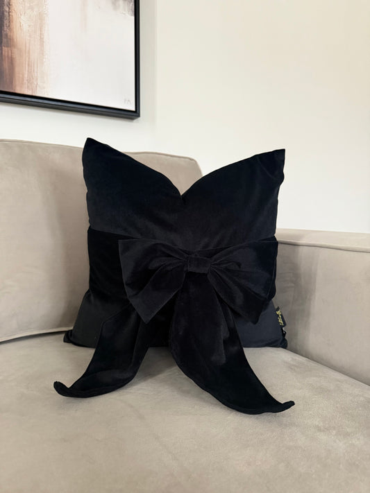 Black Tied Up Bow Cushion