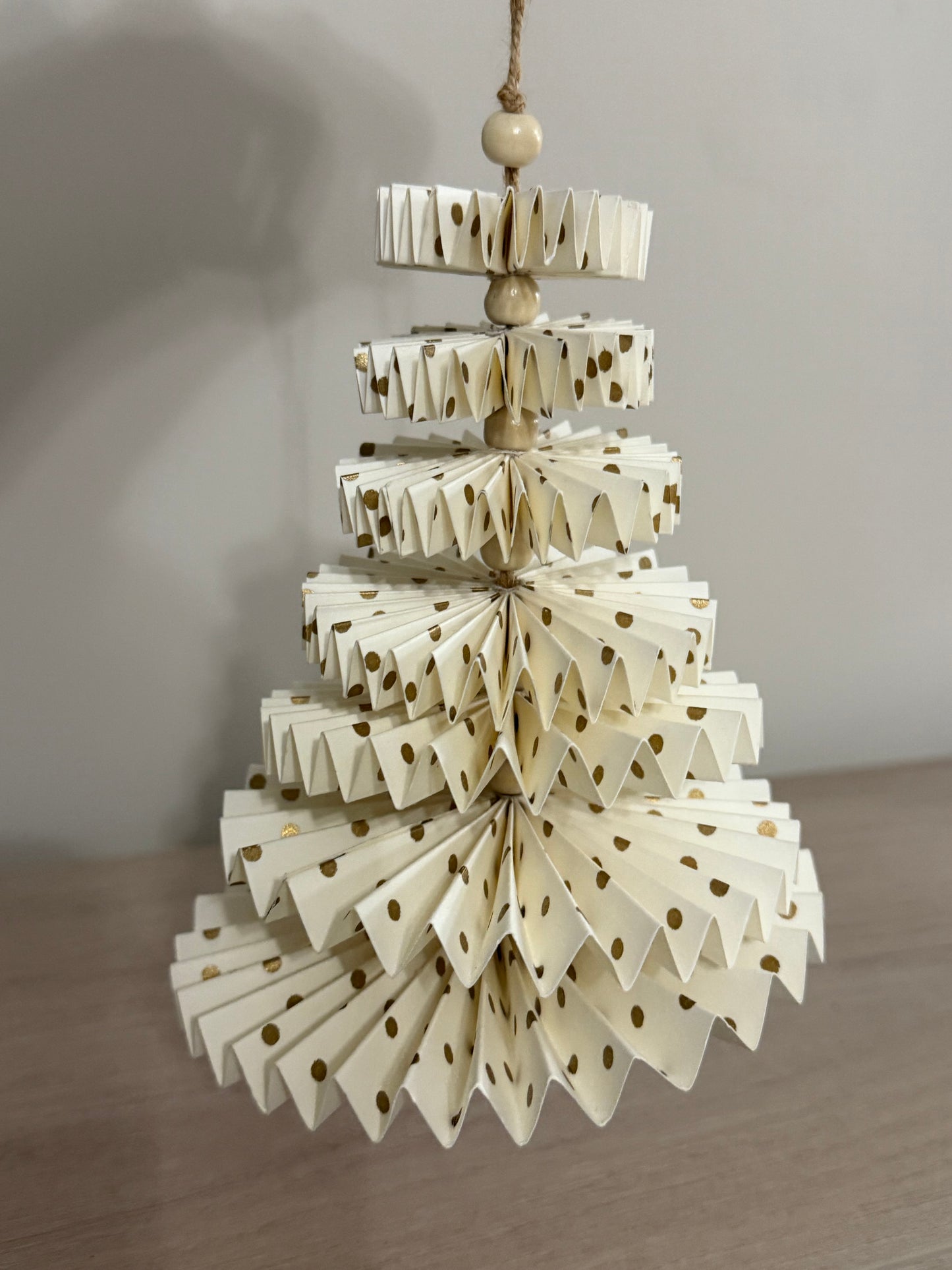 Paper Fan Hanging Tree Ornament White & Gold