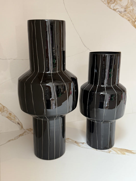 SENUMA Stripy Black & White Large Vase