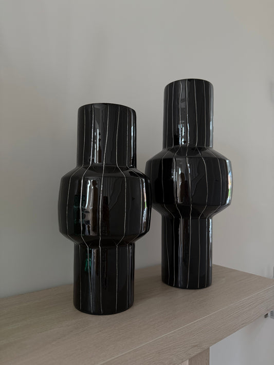 SENUMA Stripy Black & White Vase