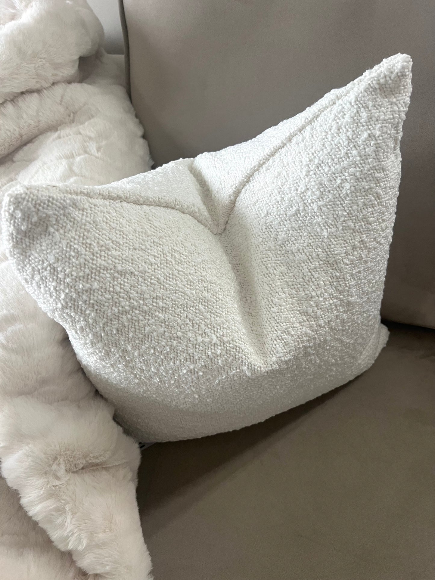 Rubble Ivory Bouclé Cushion 18”