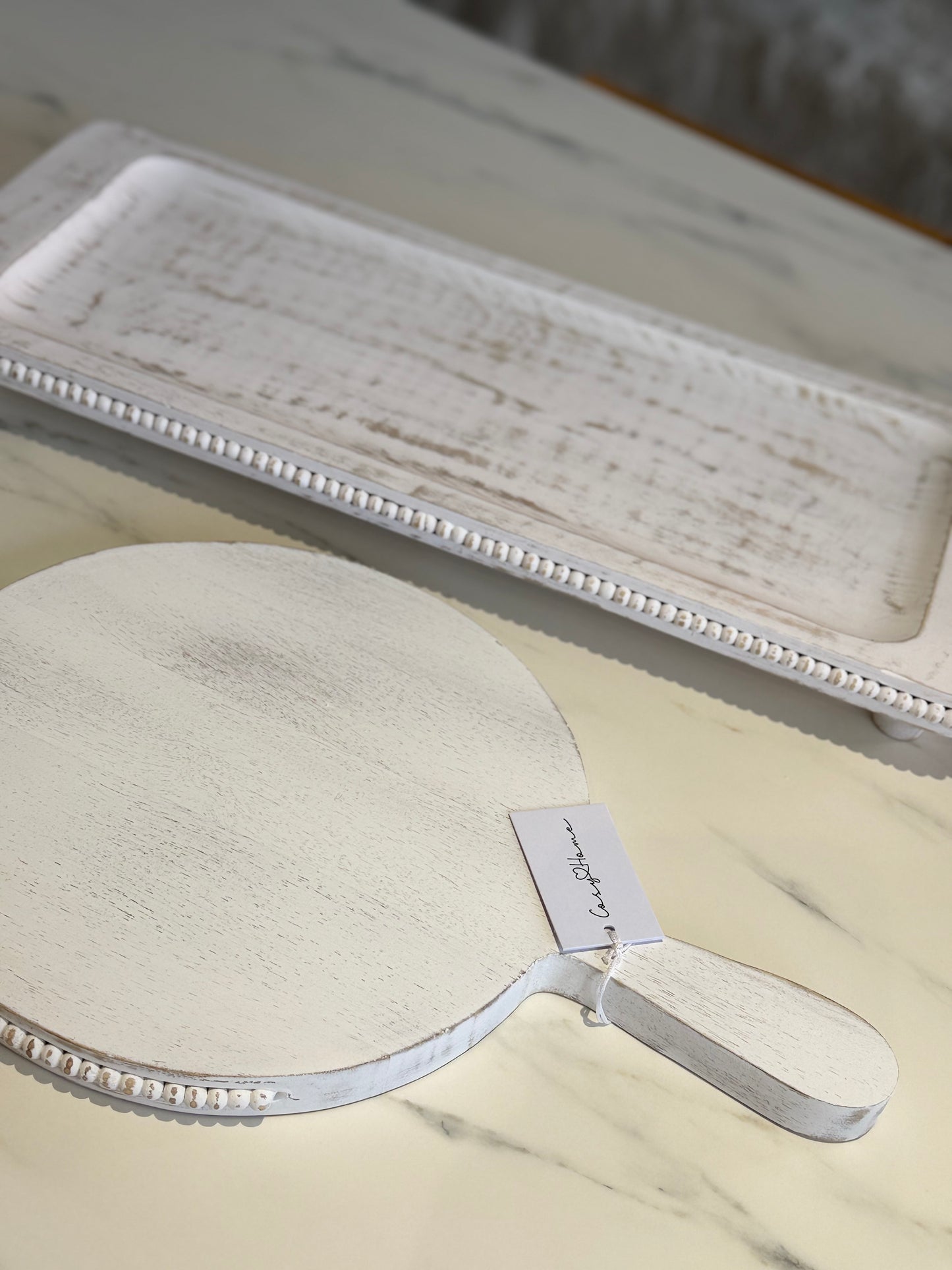 Large Beaded Mango Wood Tray