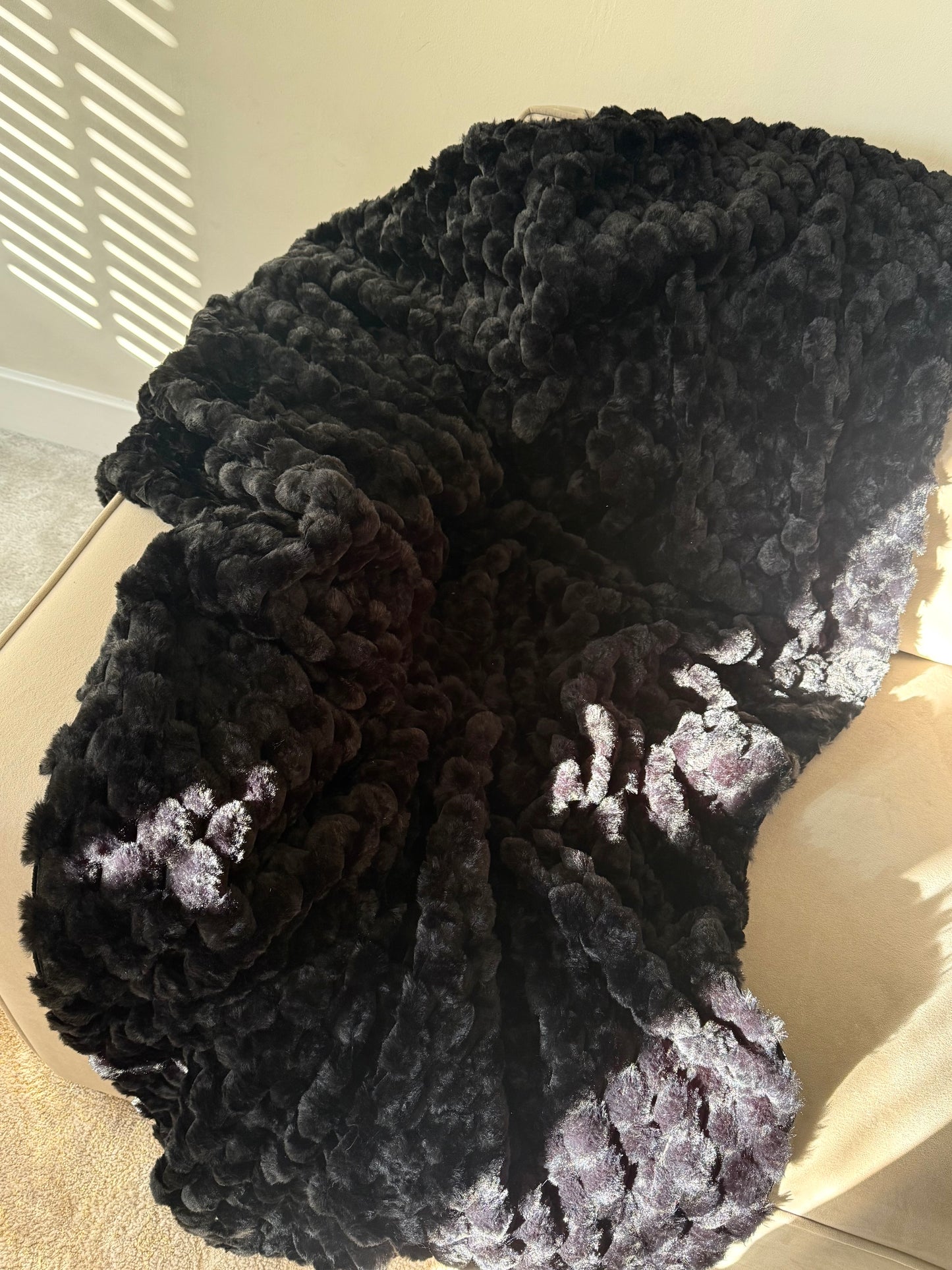 Koochikoo Black Faux Fur Throw