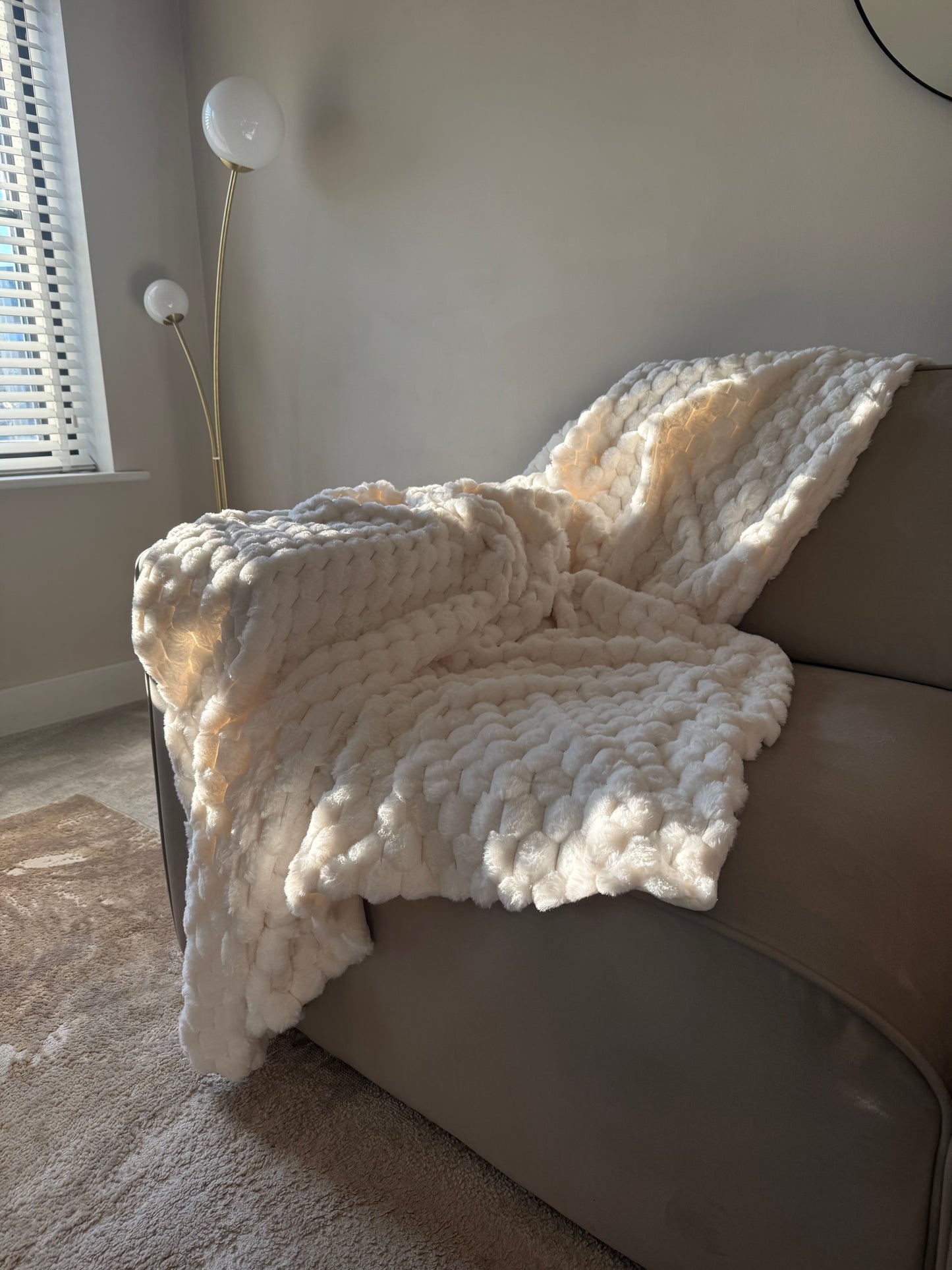 Koochikoo Cream Faux Fur Throw