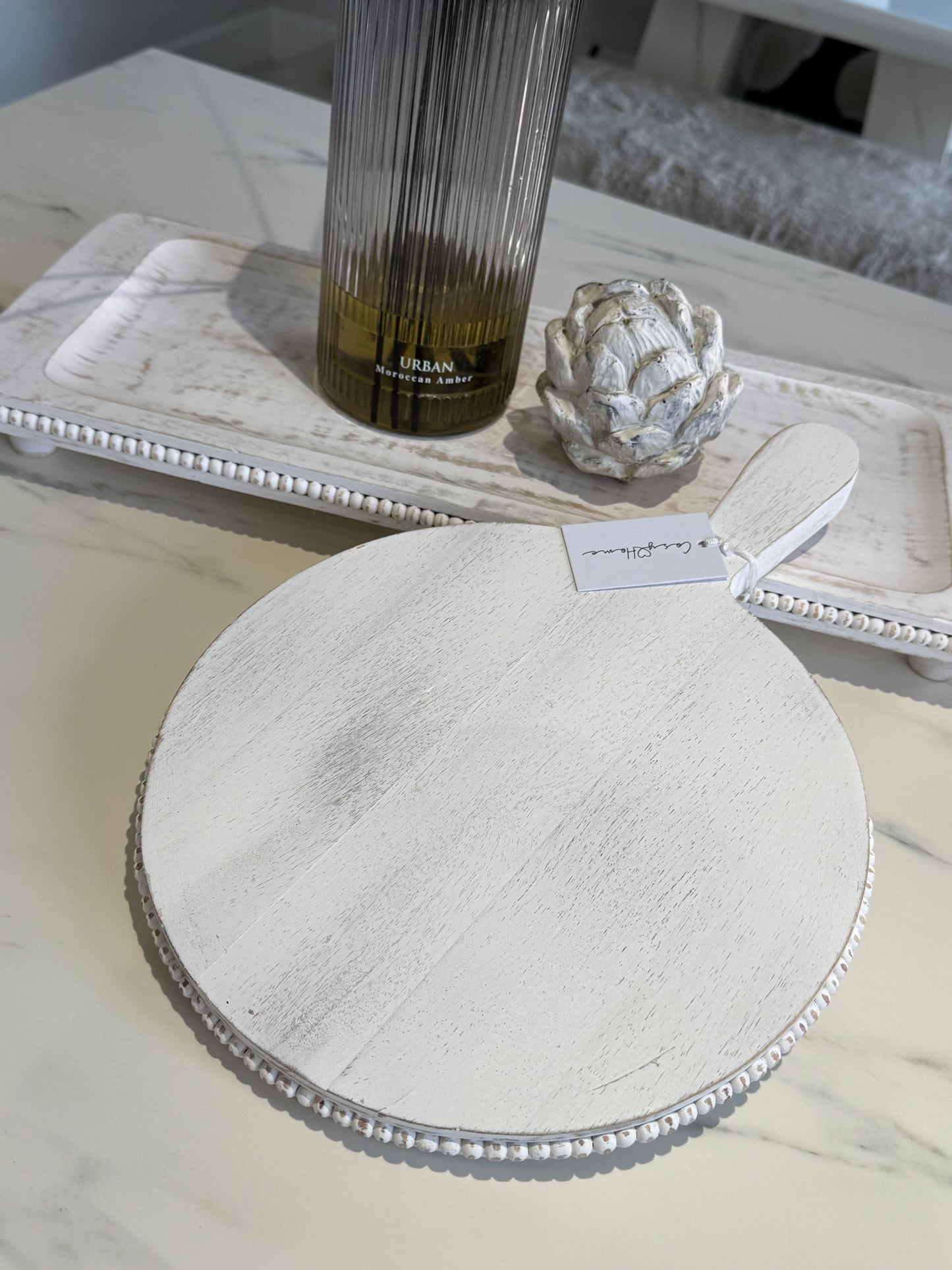 Round Mango Wood Beaded Chopping Board