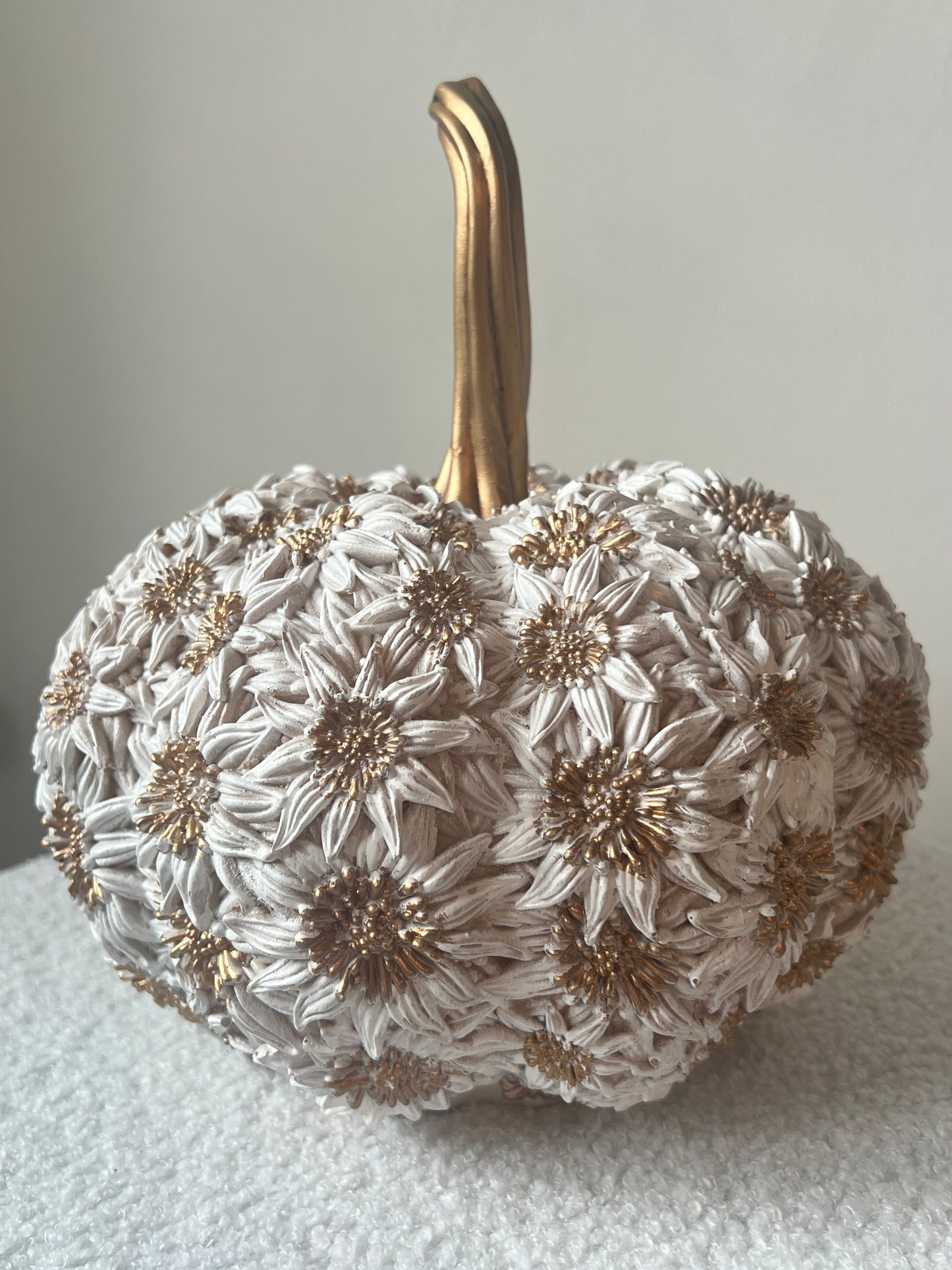 White & Gold Floral Pumpkin
