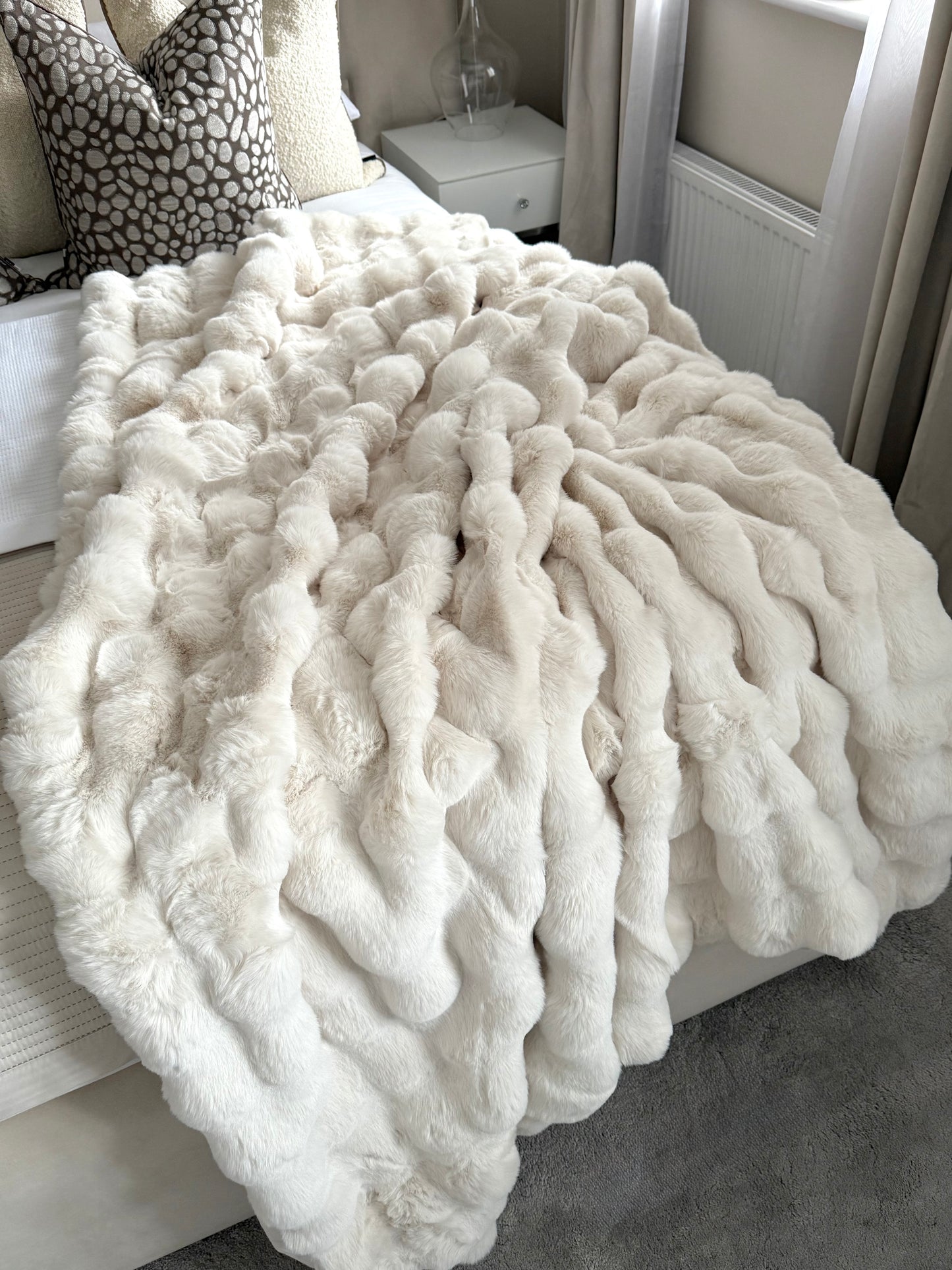 Raffles Natural Faux Fur Throw