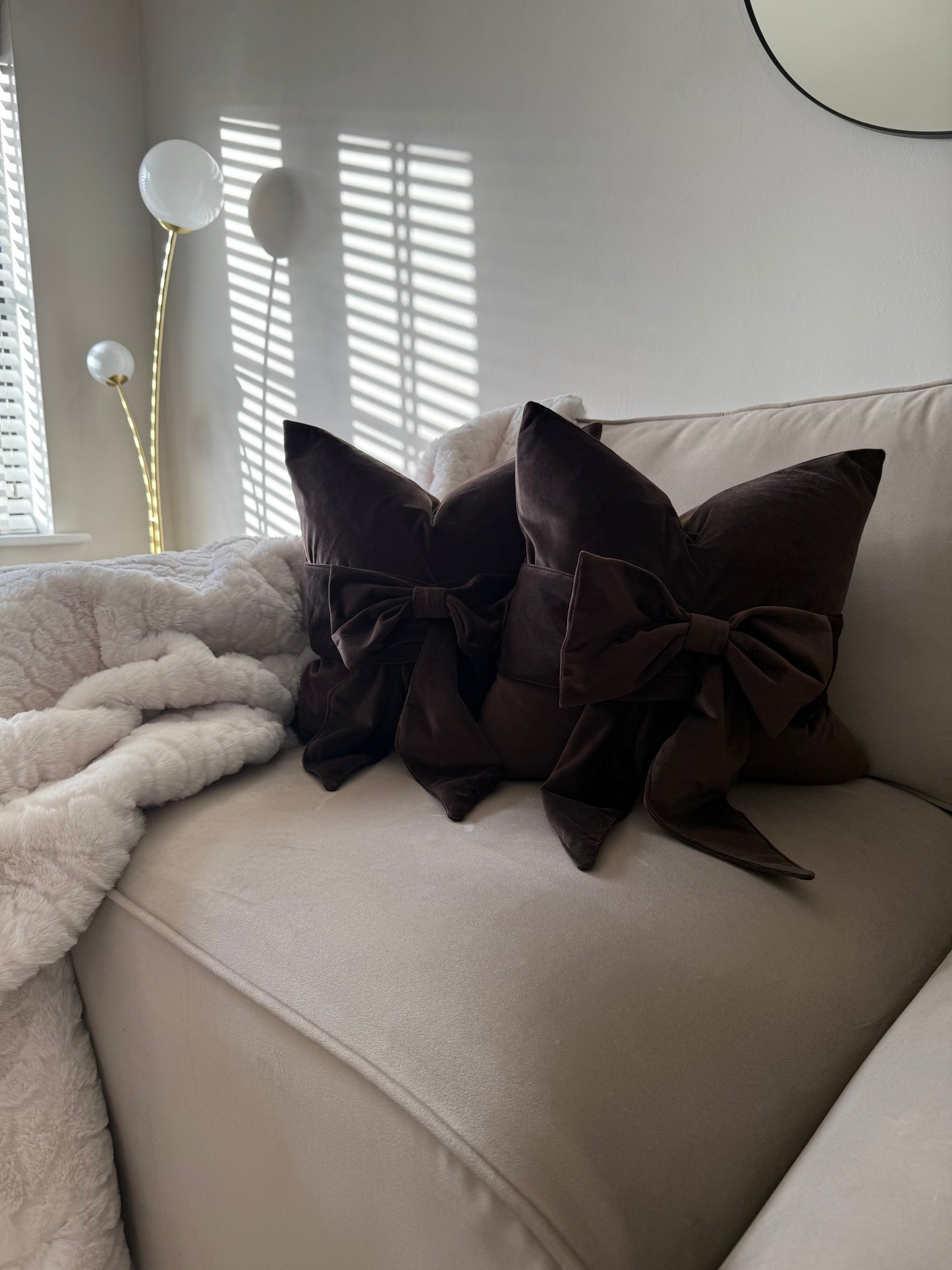 Chocolate Tied Up Bow Cushion