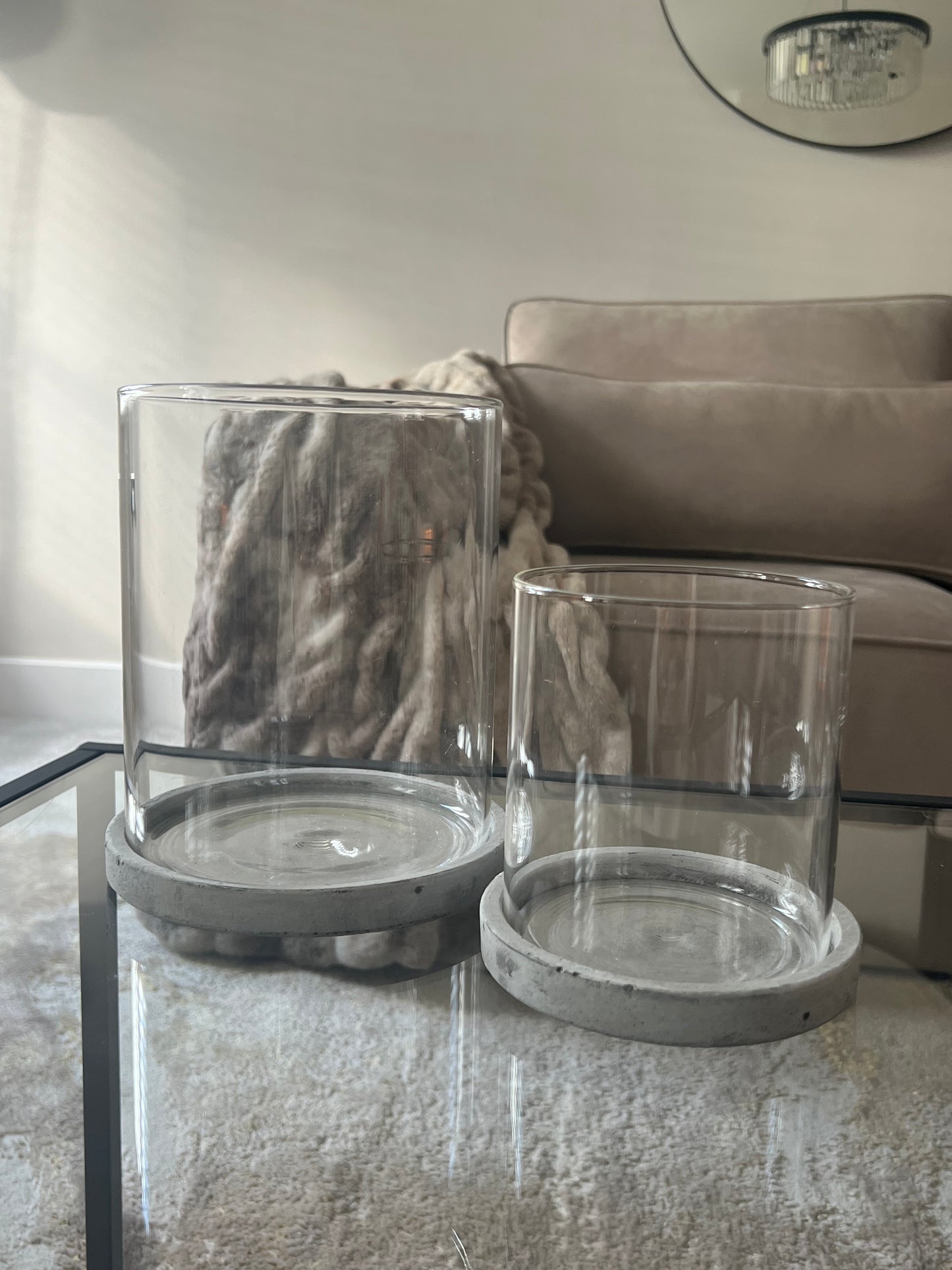 Medium Stone Hurricane Candle Holder