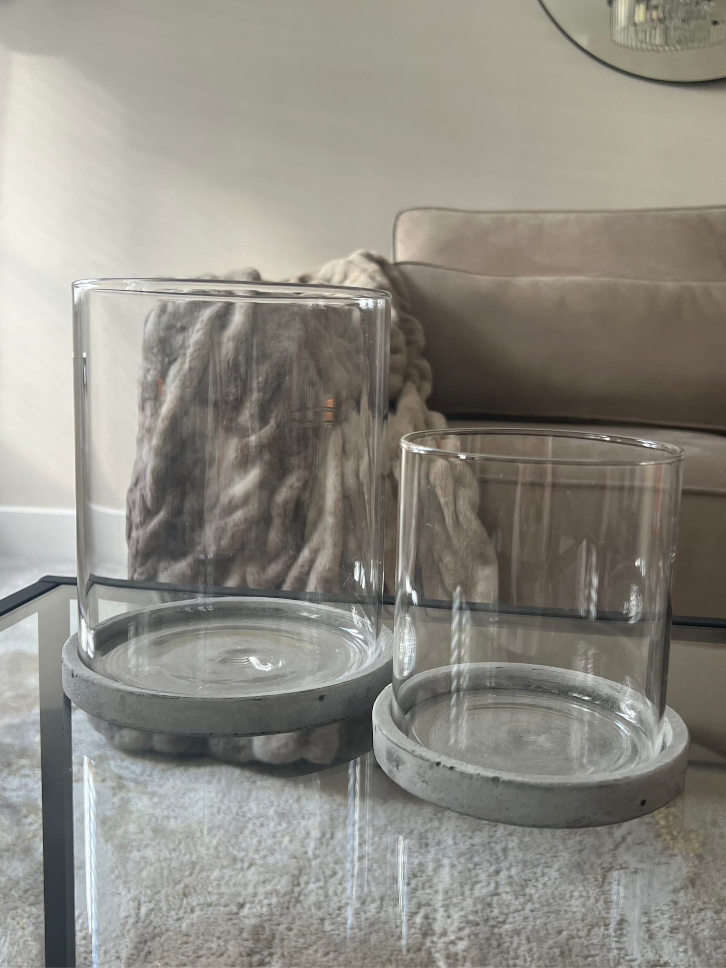 Large Stone Hurricane Candle Holder
