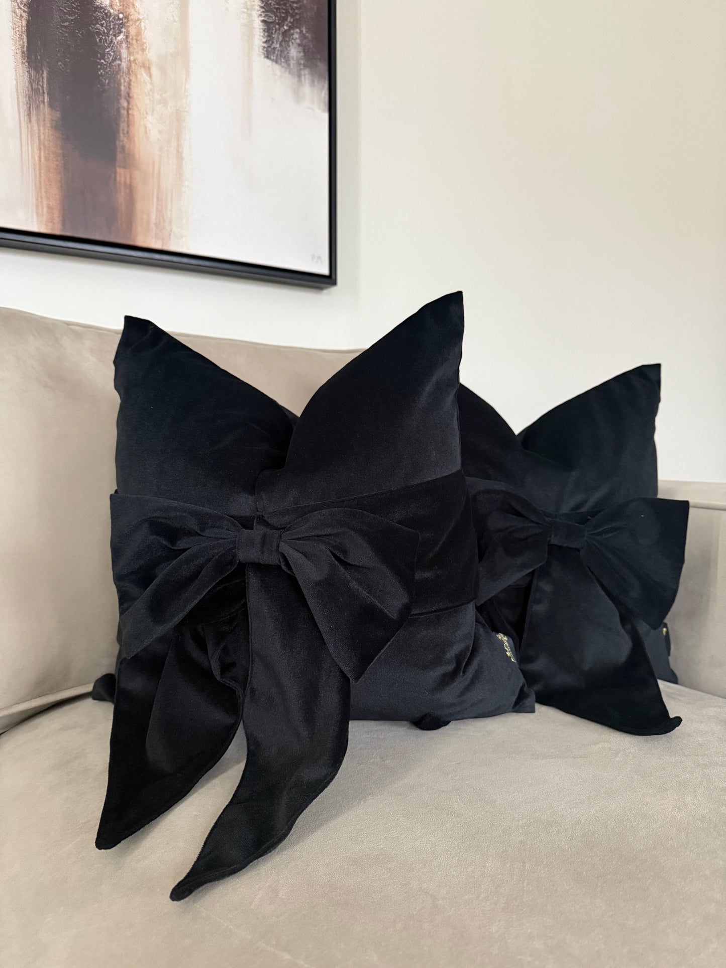 Black Tied Up Bow Cushion