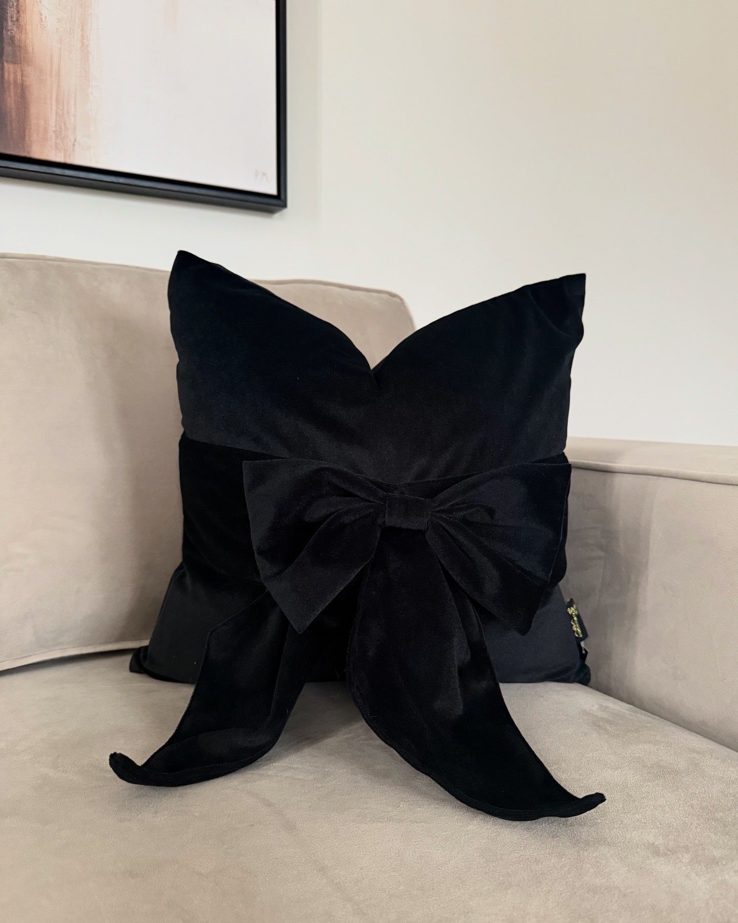 Black Tied Up Bow Cushion