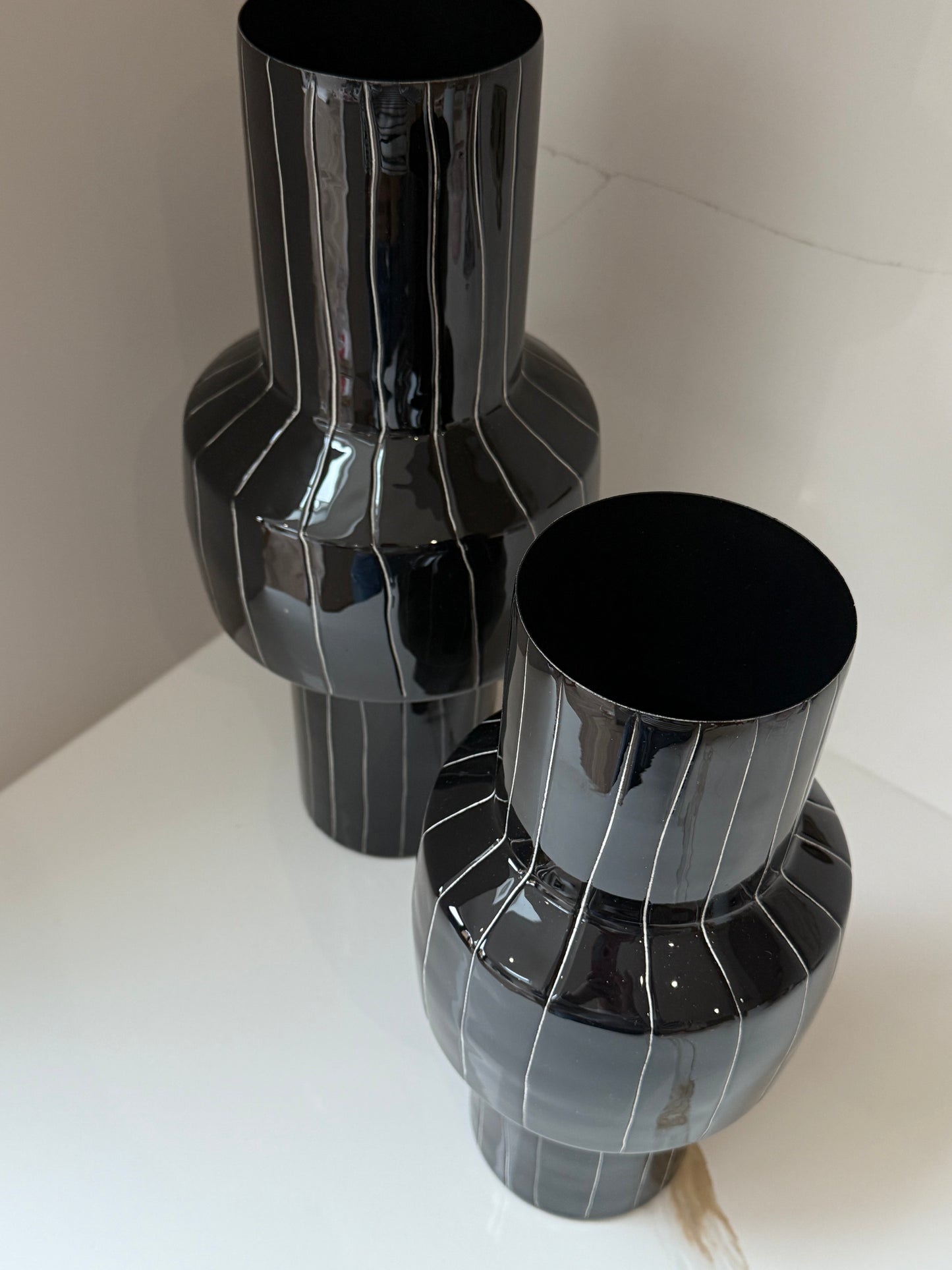 SENUMA Stripy Black & White Vase