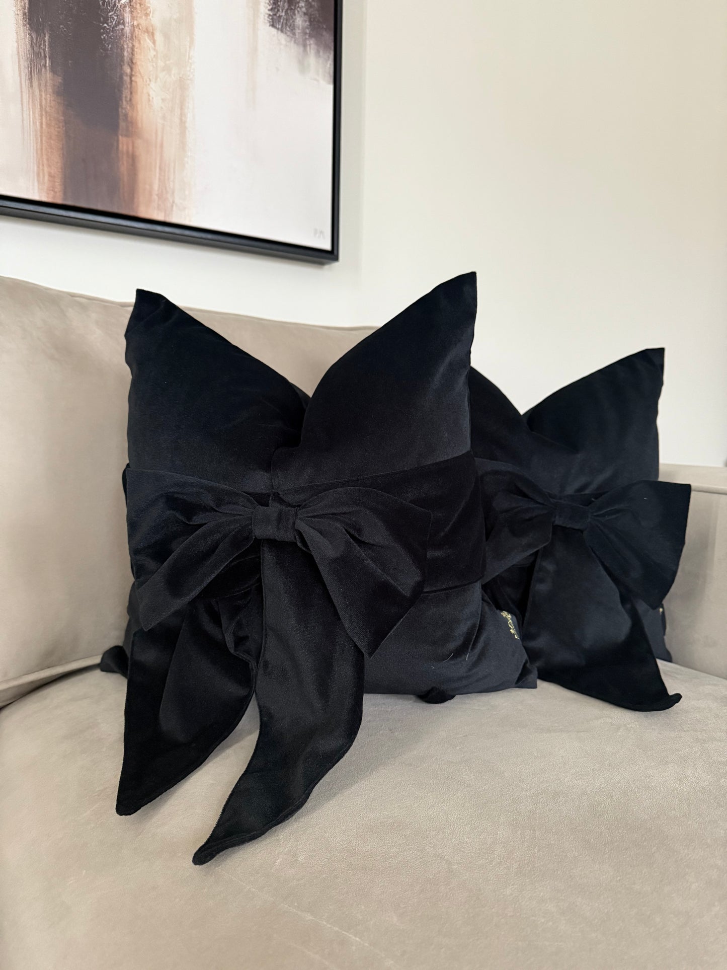 Black Tied Up Bow Cushion
