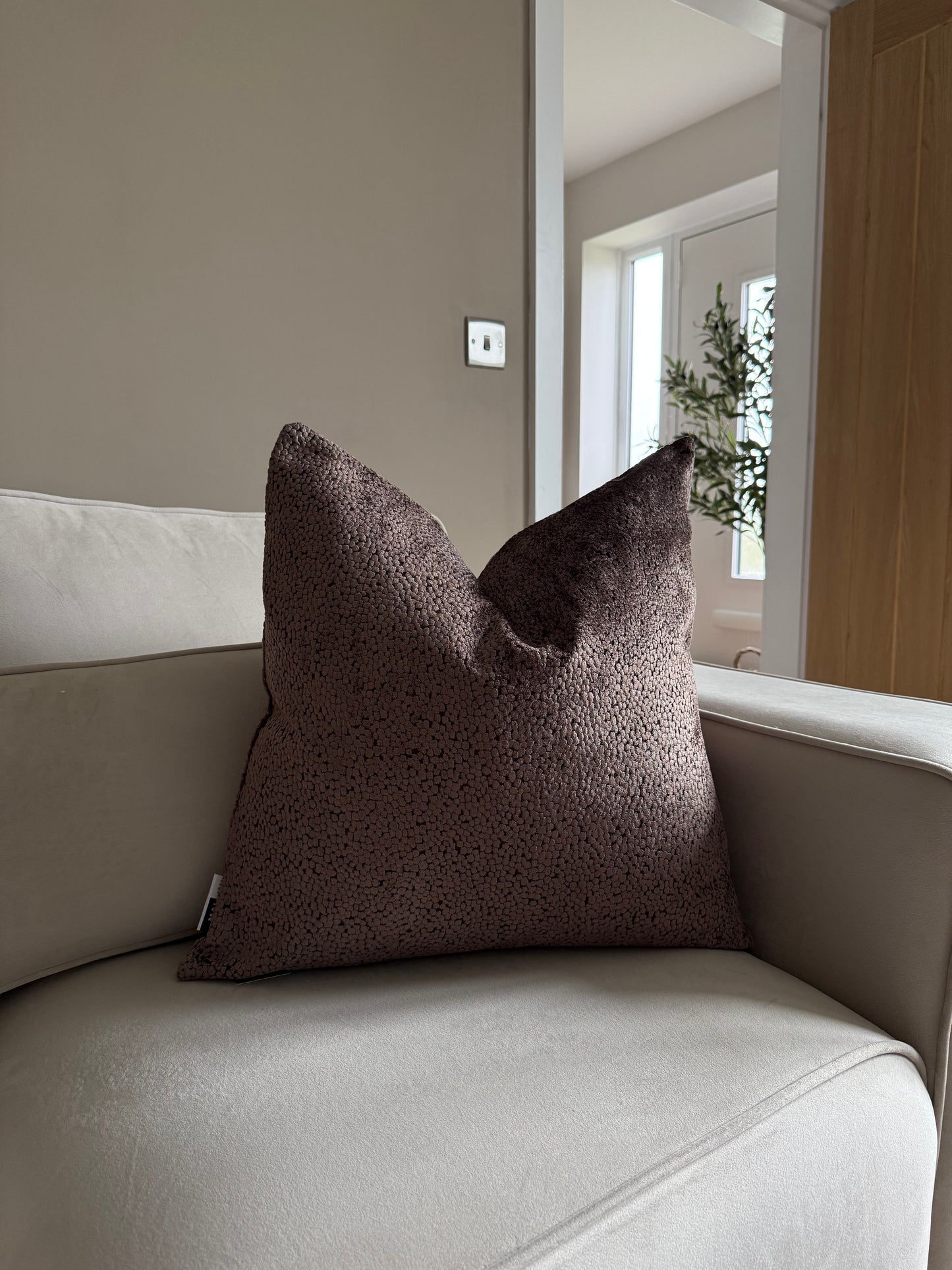 Bingham Chocolate Large Cushion 22"