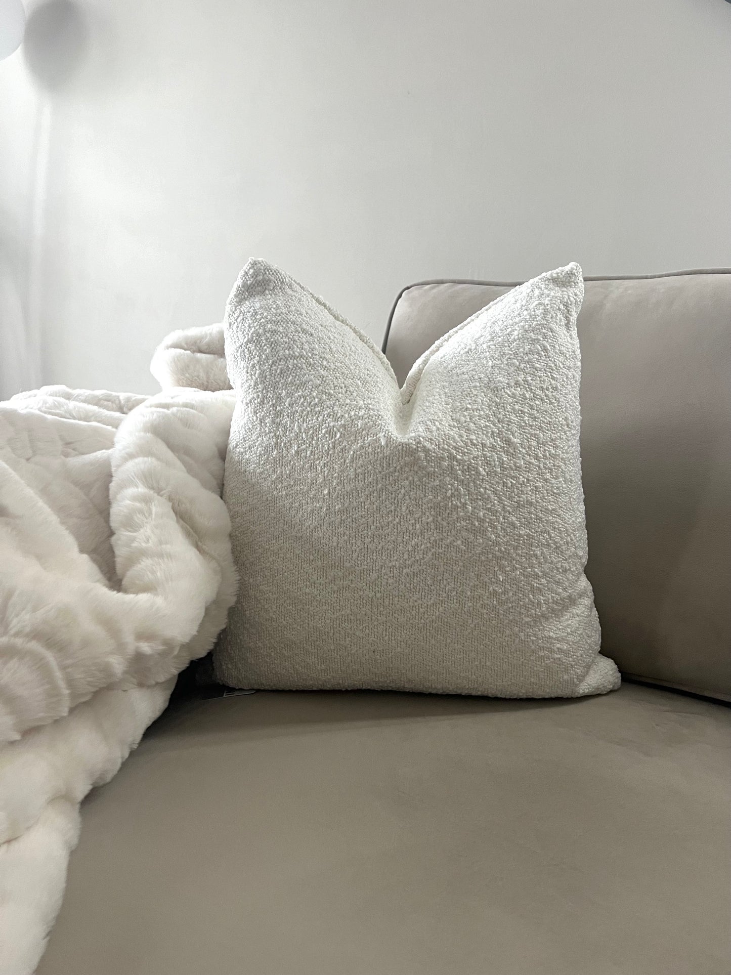 Rubble Ivory Bouclé Cushion 18”