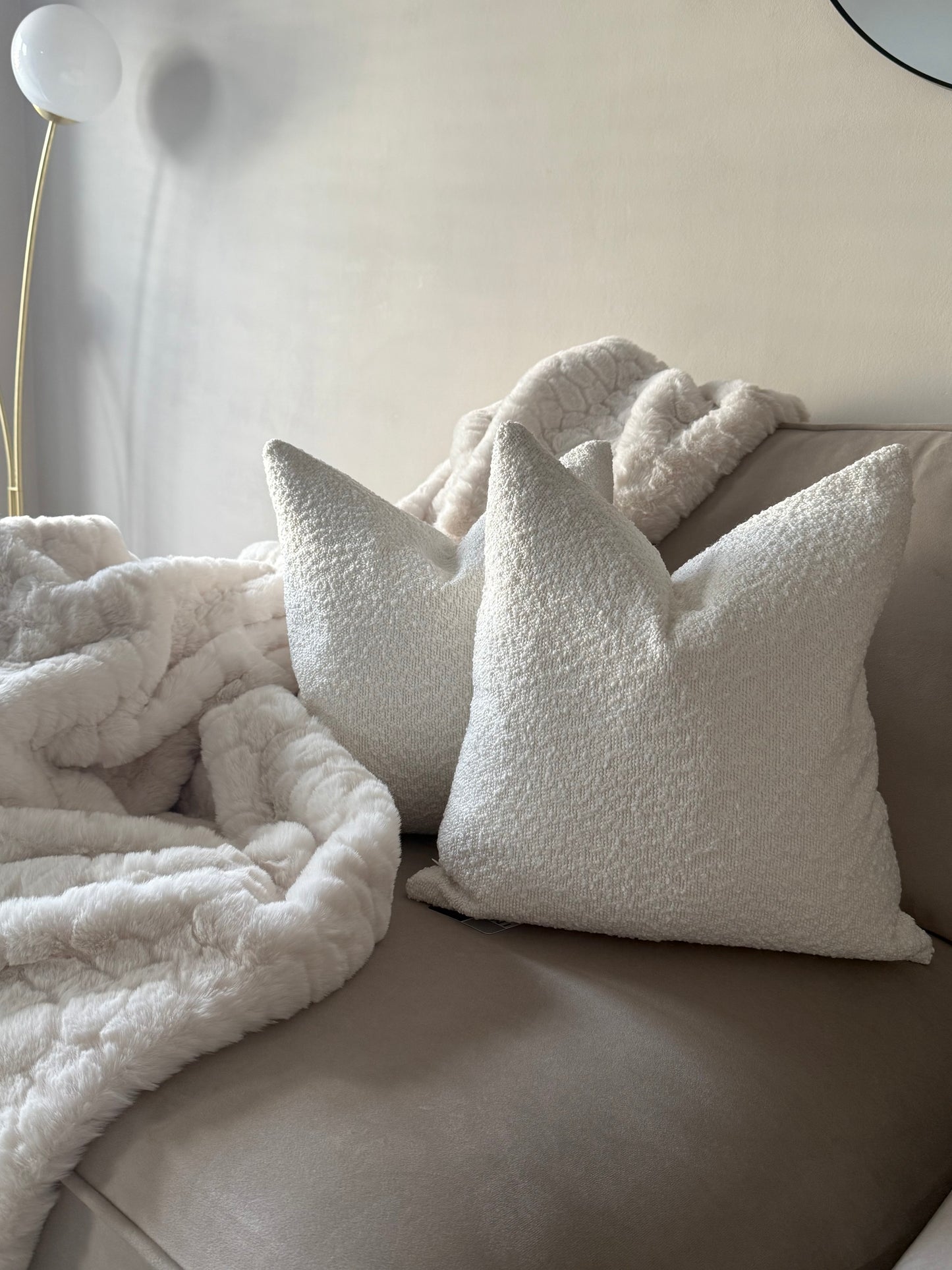 Rubble Ivory Bouclé Cushion 18”