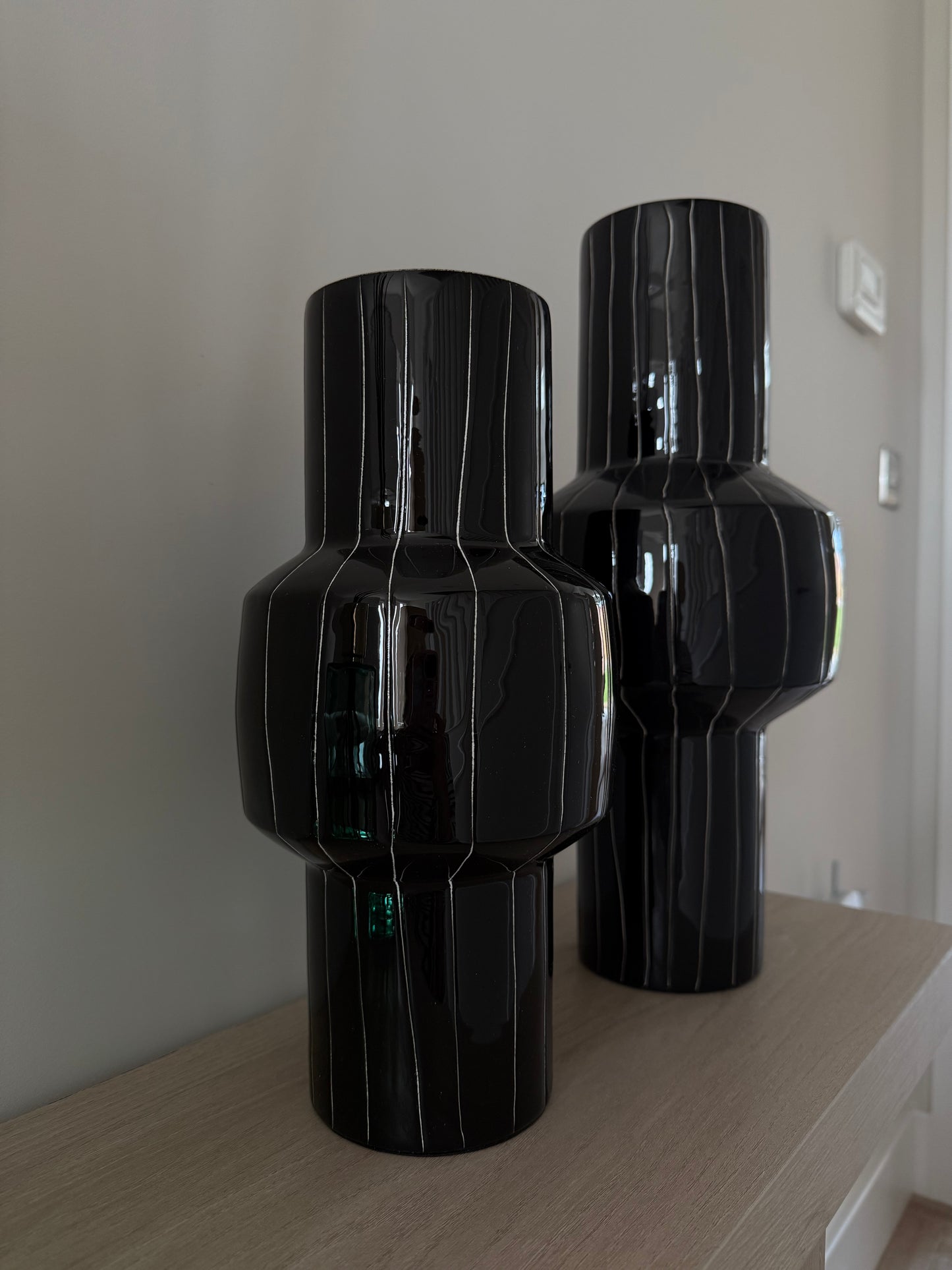 SENUMA Stripy Black & White Vase