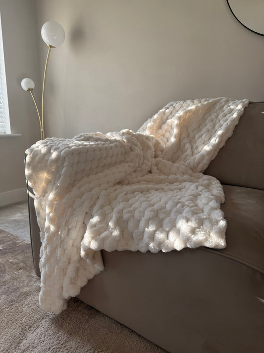 Koochikoo Cream Faux Fur Throw