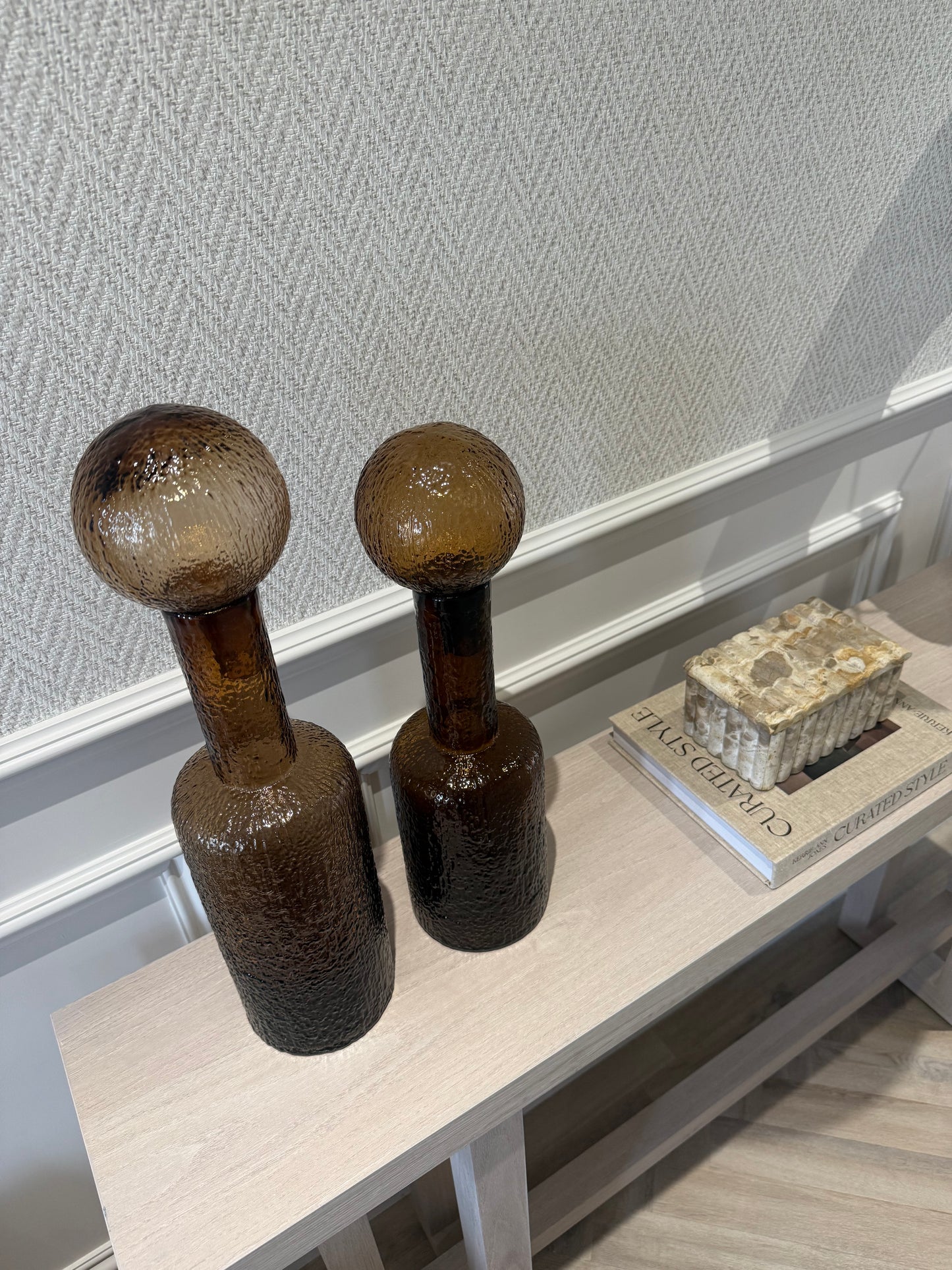 Large Textured Brown Glass Bottle