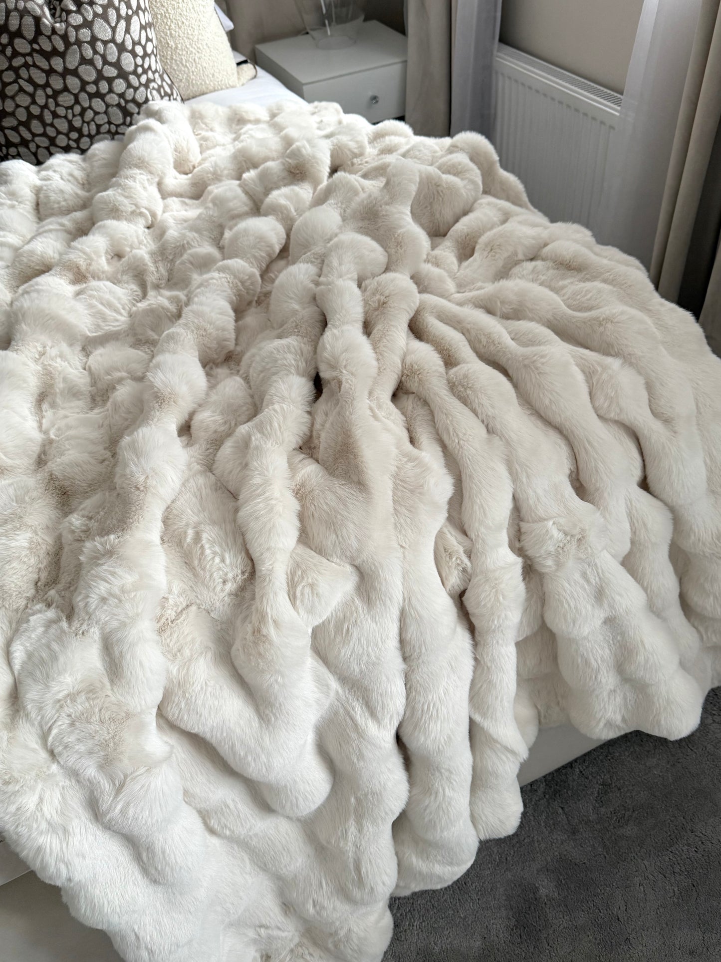 Raffles Natural Faux Fur Throw