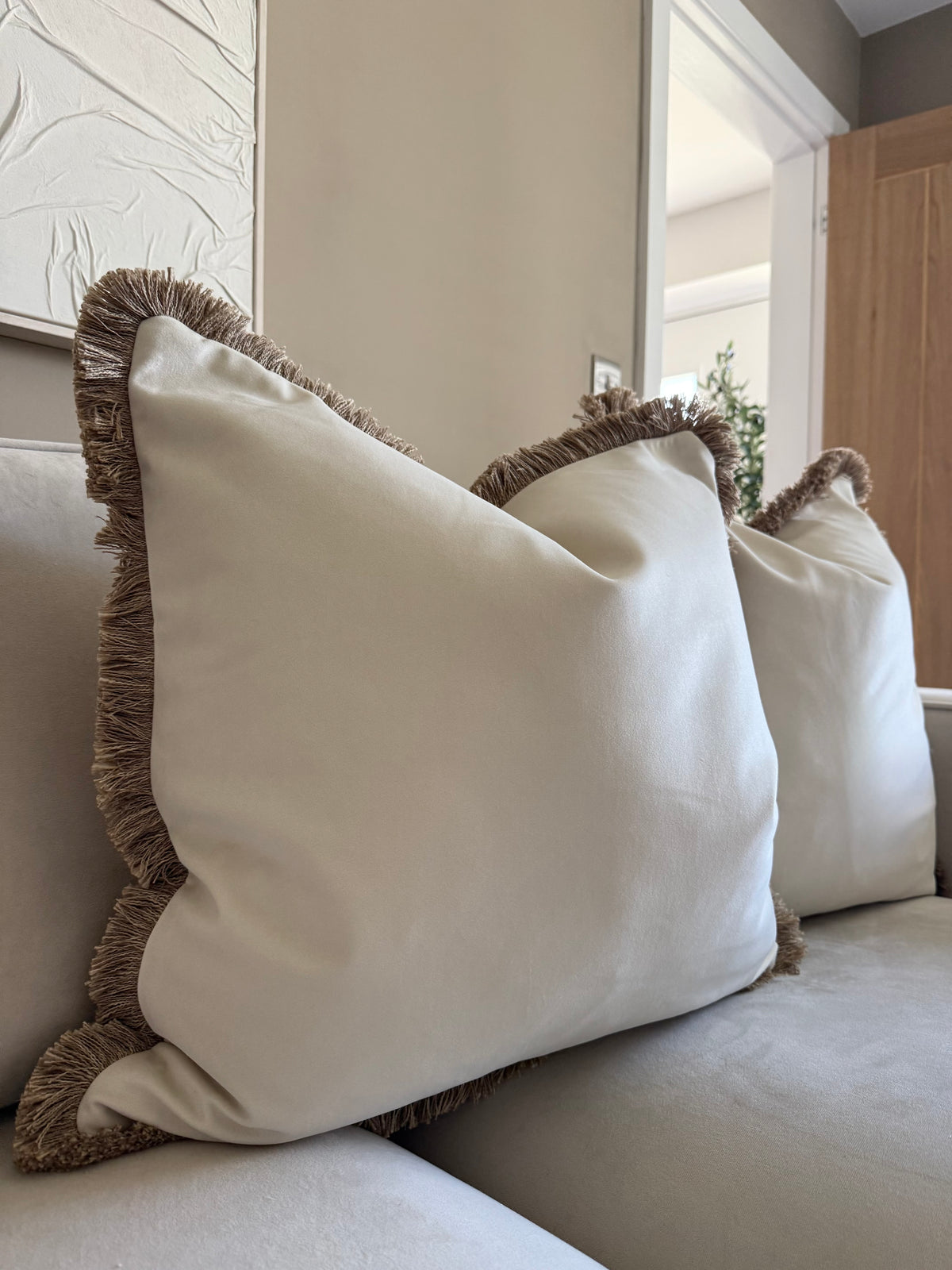 Verona Champagne Fringed Cushion