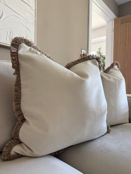 Verona Champagne Fringed Cushion