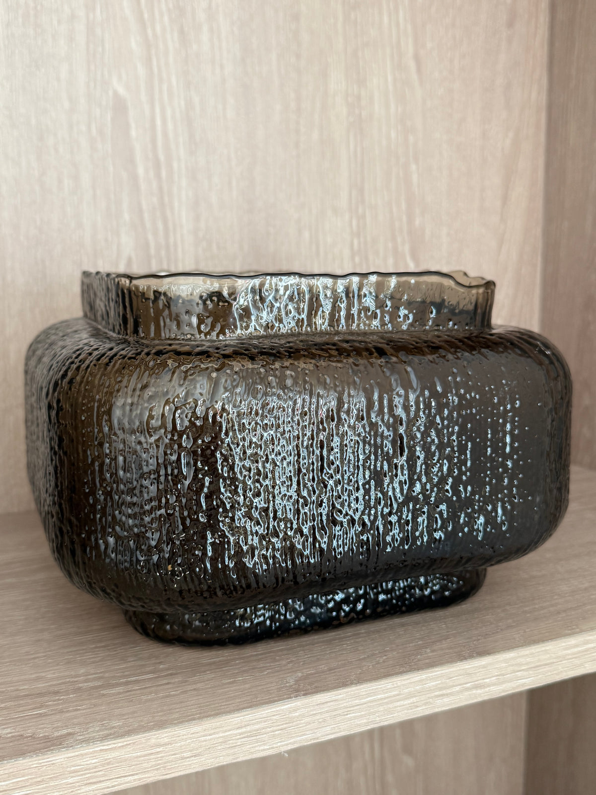 Small Textured Brown Glass Vase