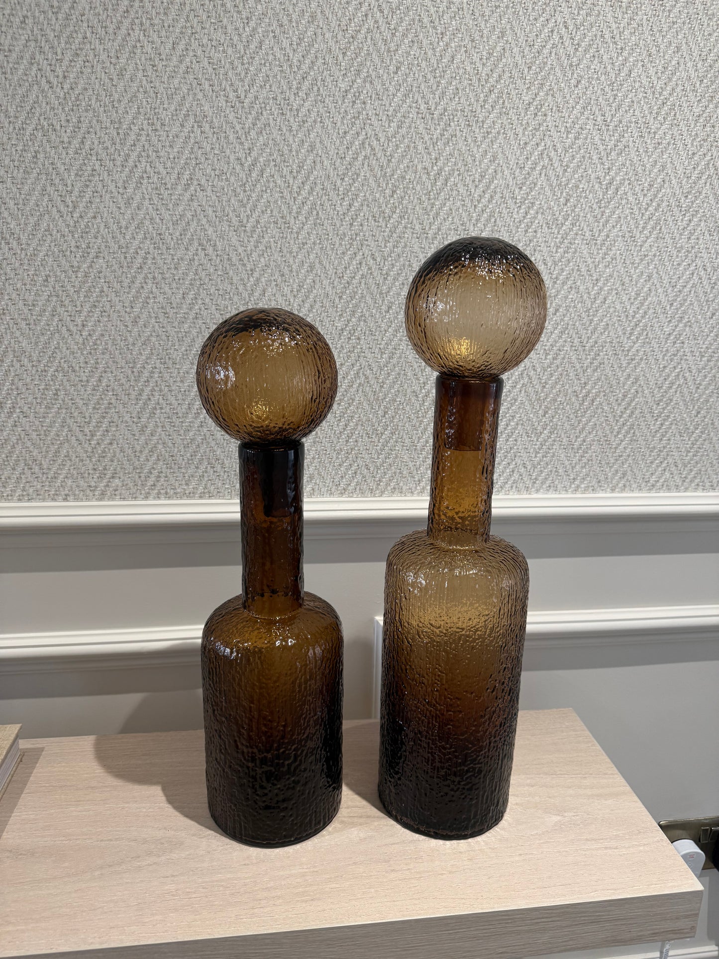 Small Textured Brown Glass Bottle