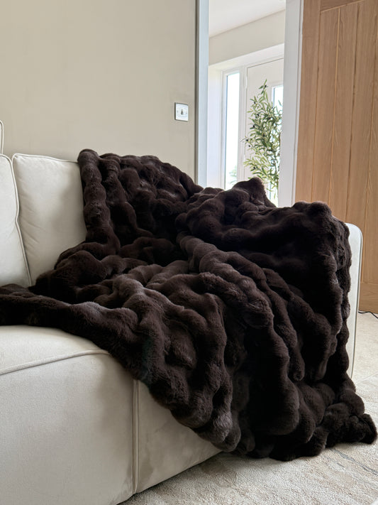 Raffles Chocolate Faux Fur Throw