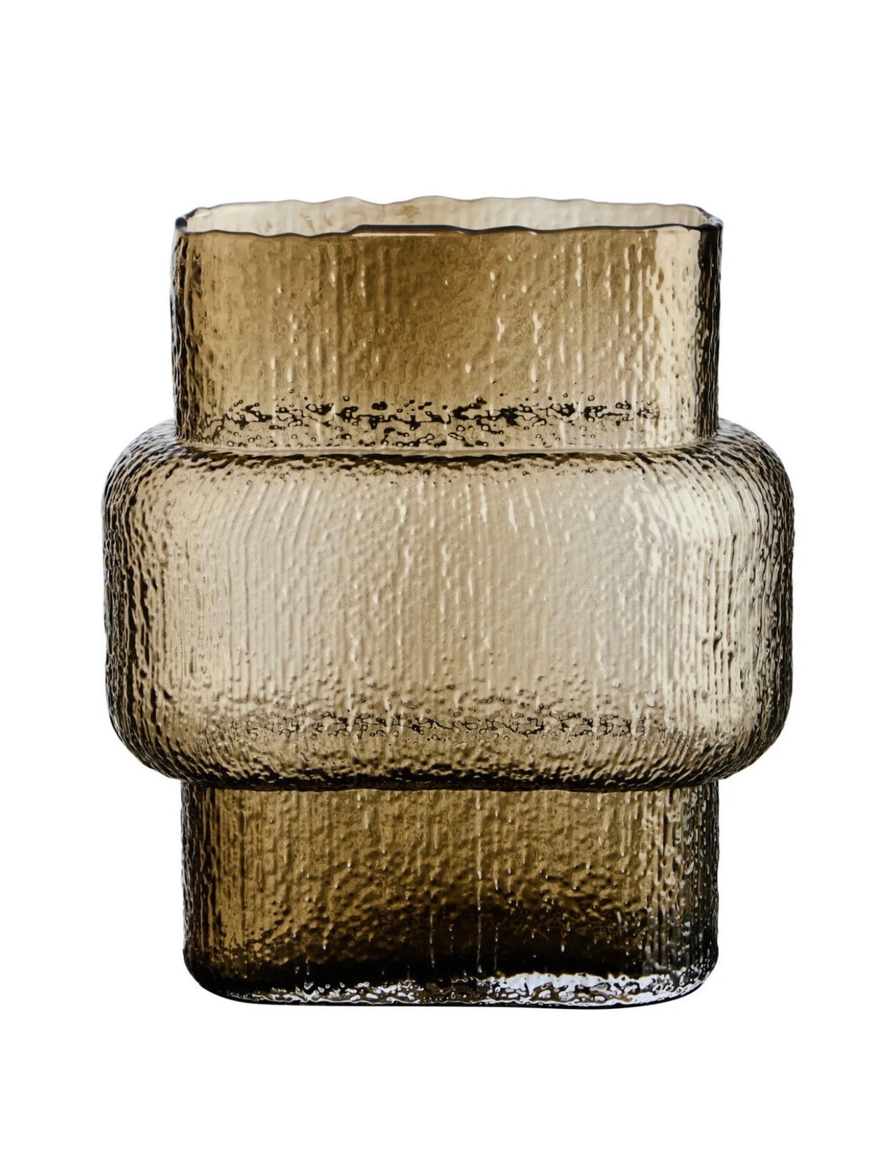 Large Textured Brown Glass Vase