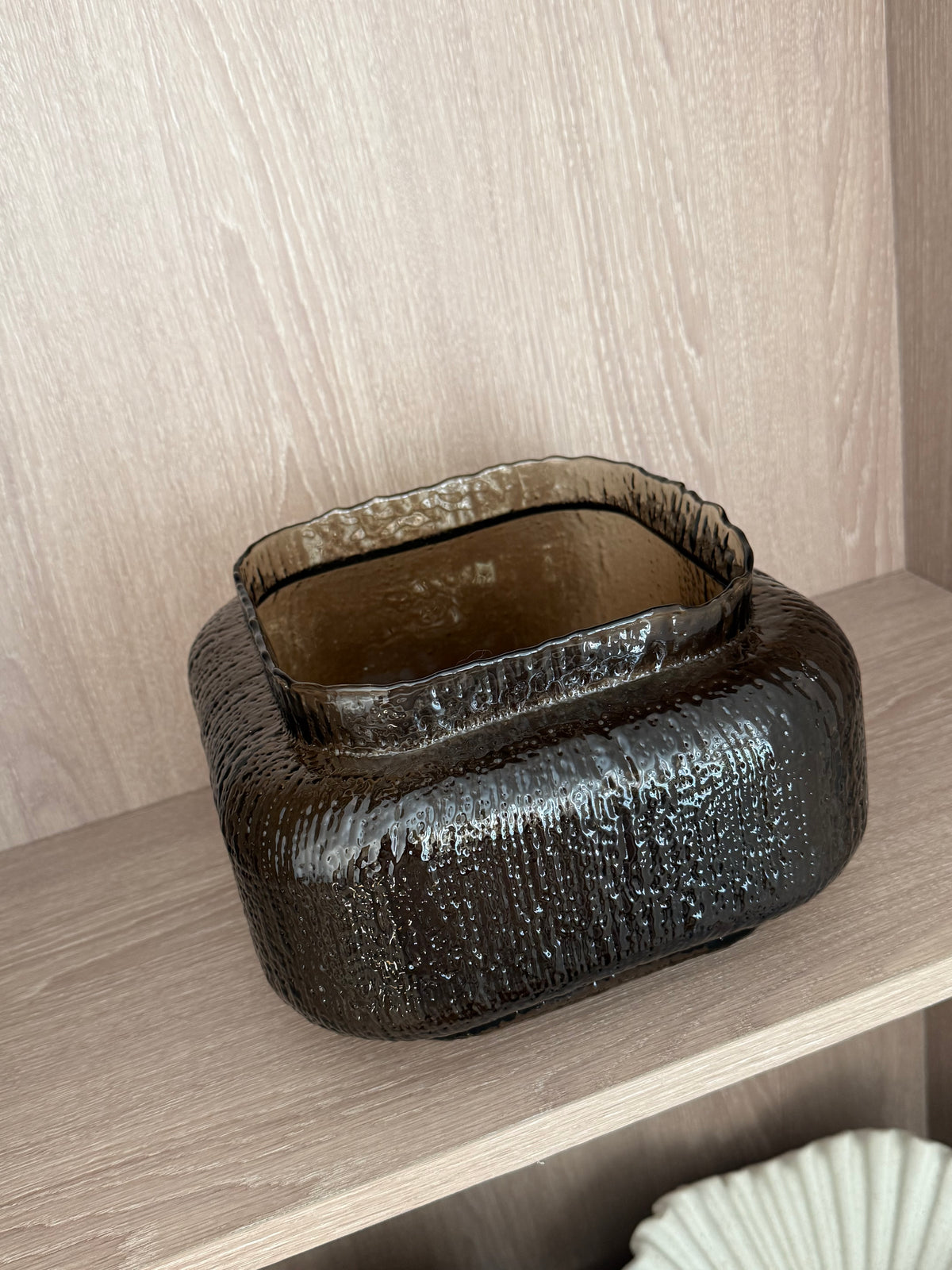 Small Textured Brown Glass Vase