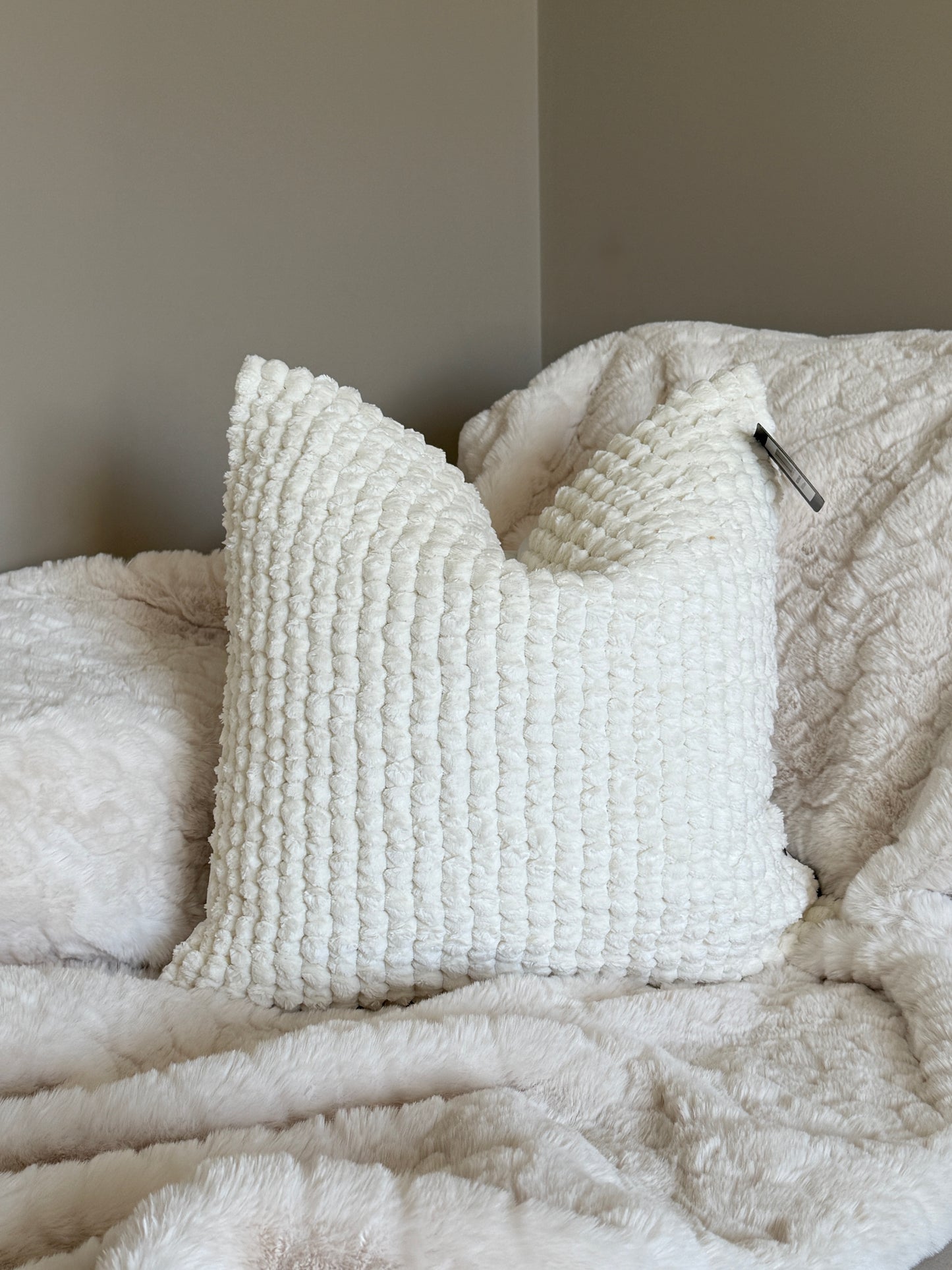 Tuffra Ivory Soft Bobble Cushion