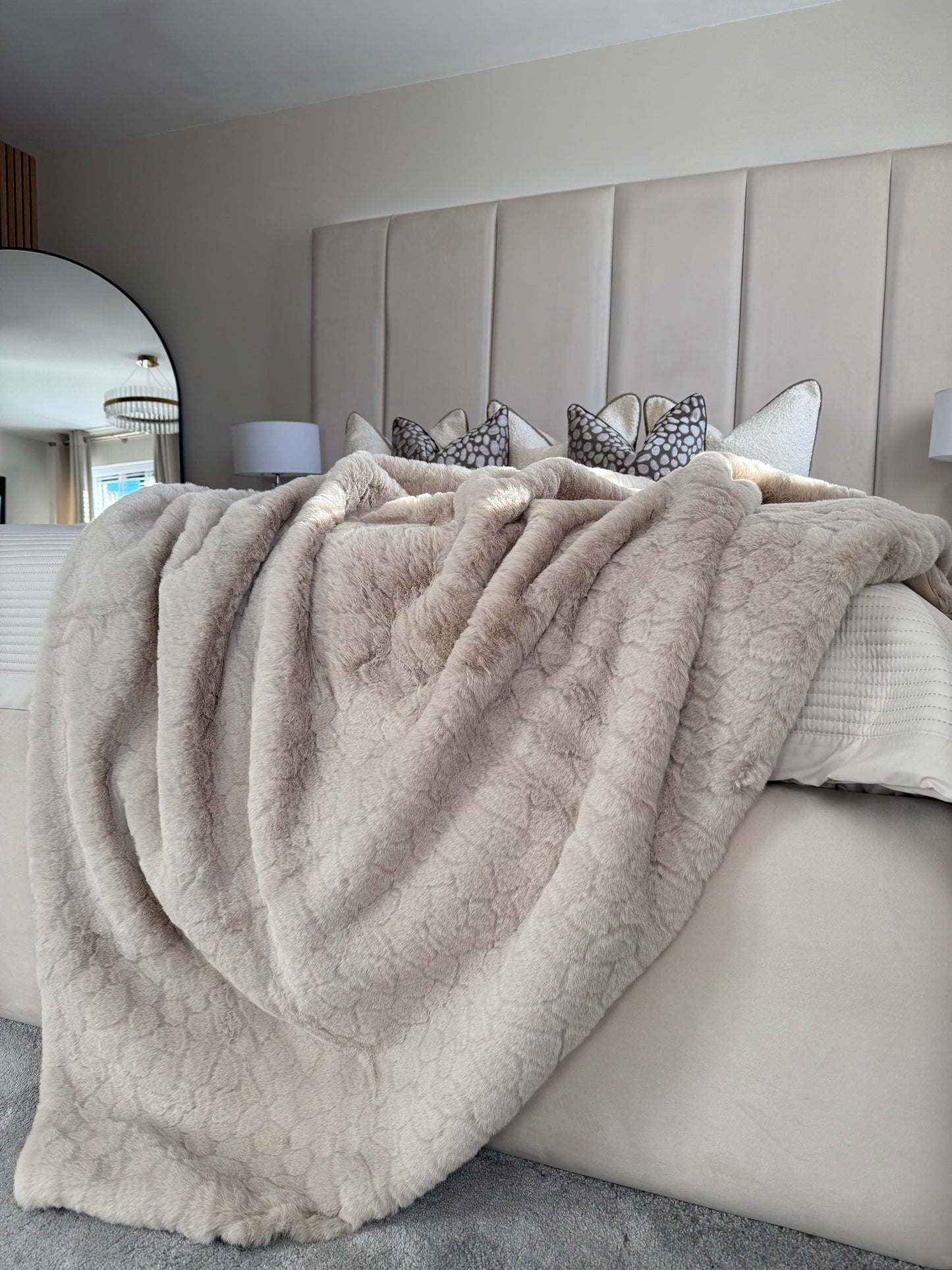 Camberwell Taupe Luxury Faux Fur Throw