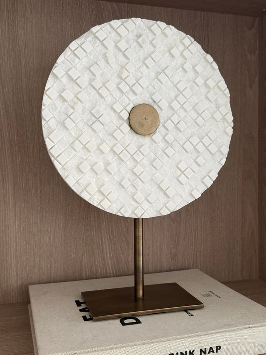 YVO White Marble & Antique Bronze Sculpture