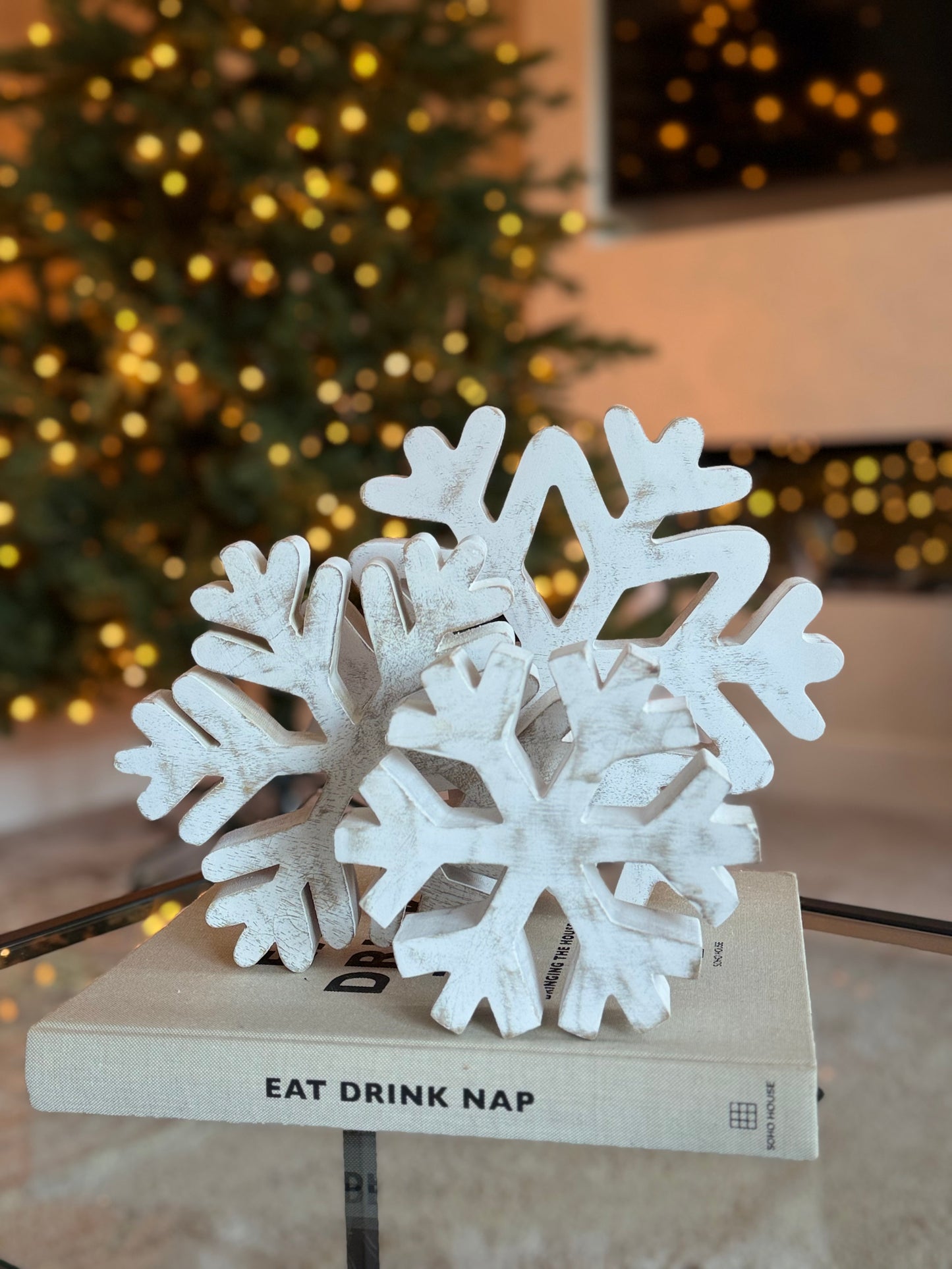 Set of 3 Standing Snowflakes