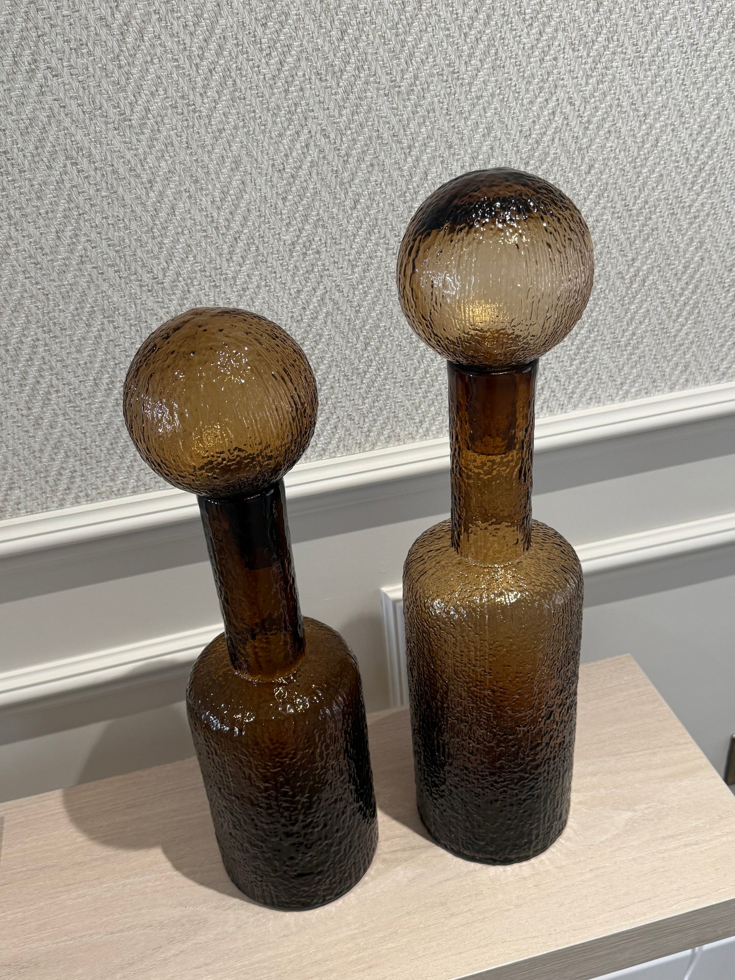 Large Textured Brown Glass Bottle