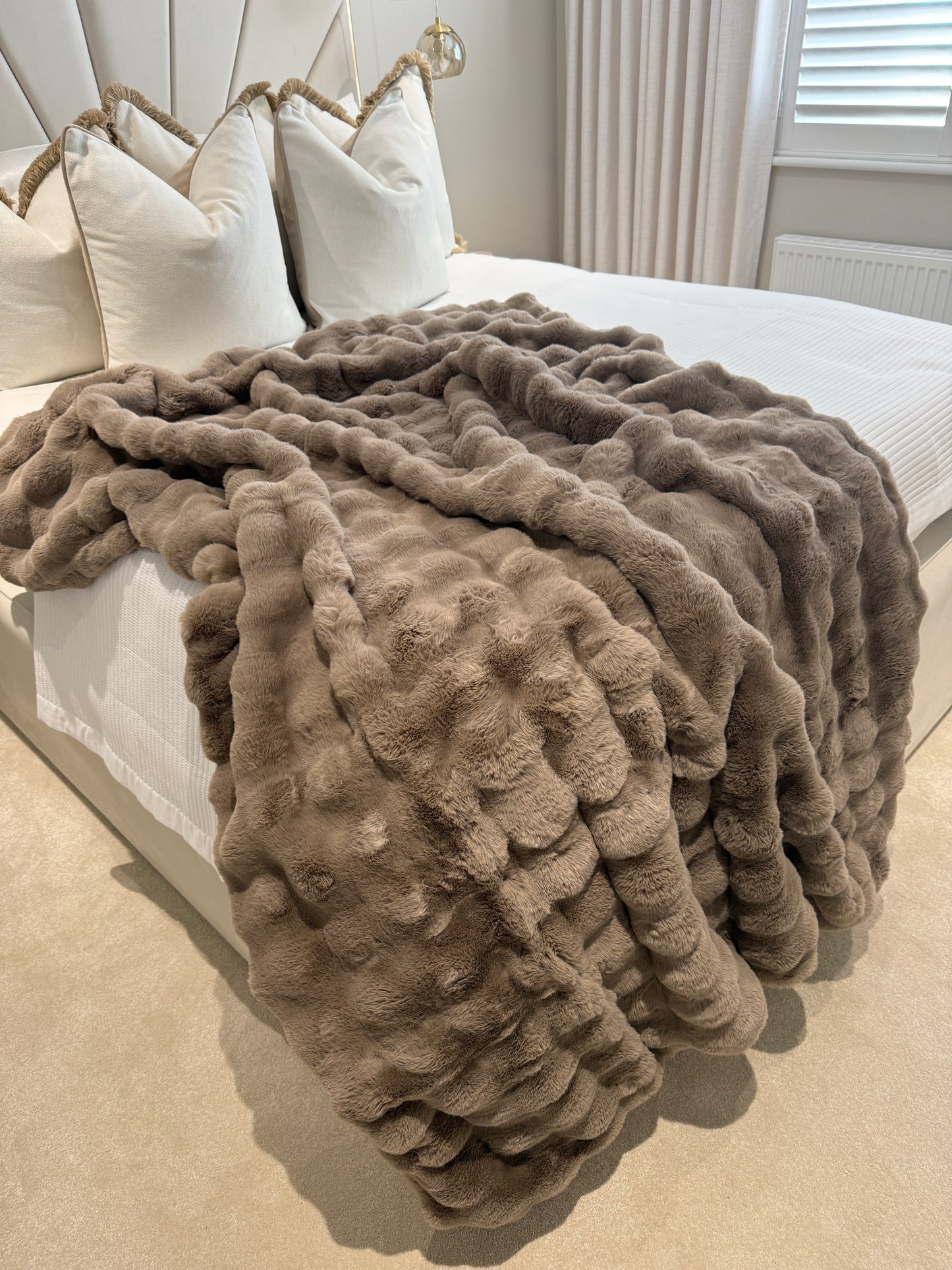 Raffles Taupe Faux Fur Throw