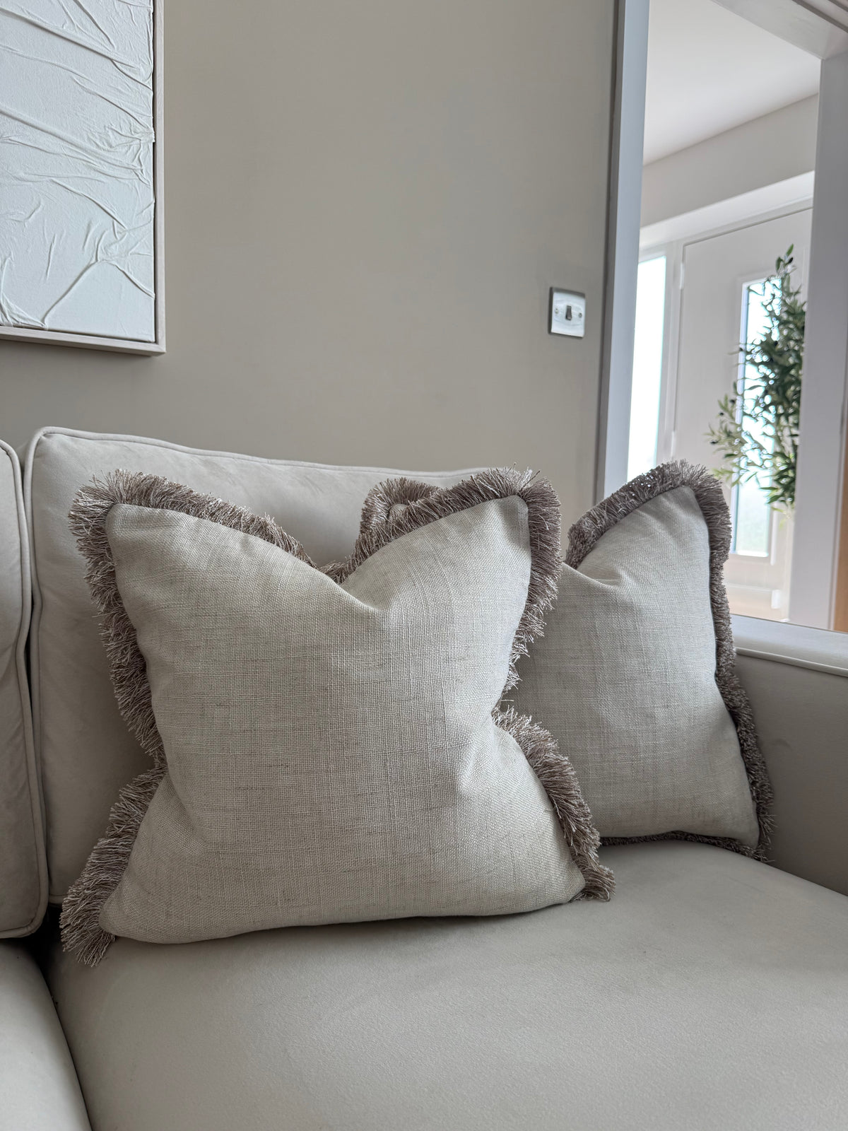 Casablanca Natural Fringed Cushion