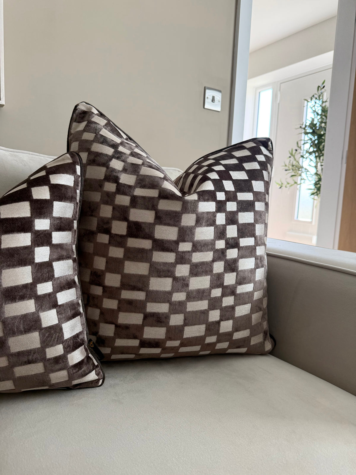 PM Modblock Chocolate Large Cushion