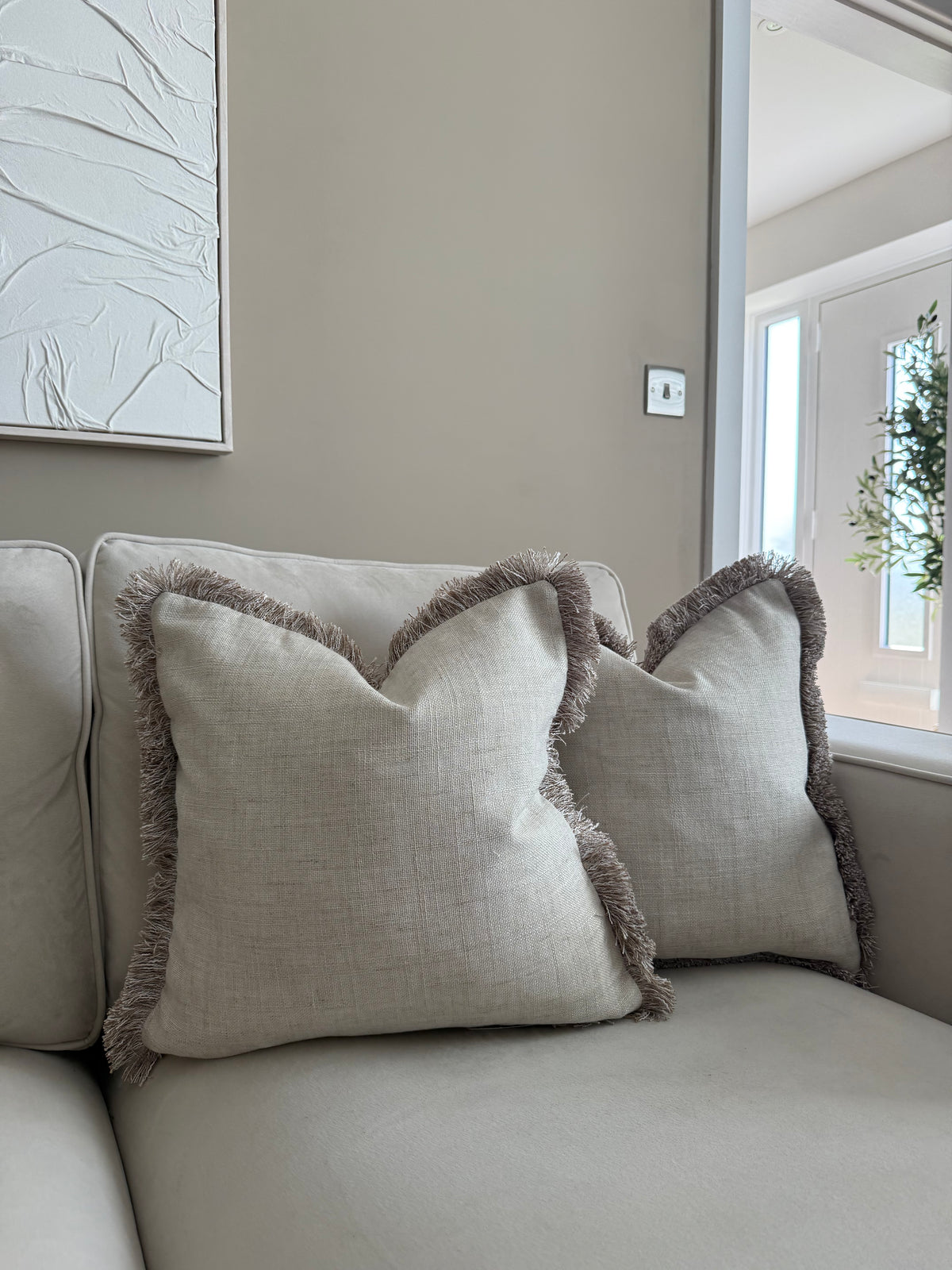 Casablanca Natural Fringed Cushion