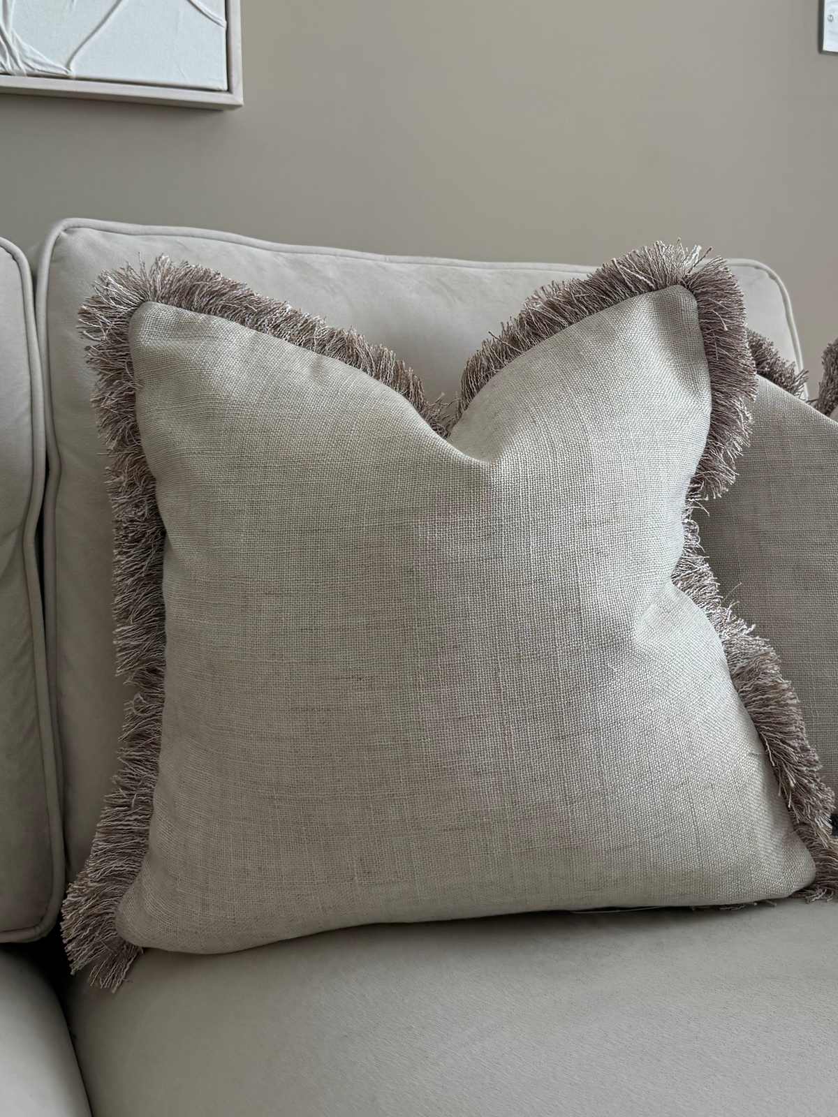 Casablanca Natural Fringed Cushion